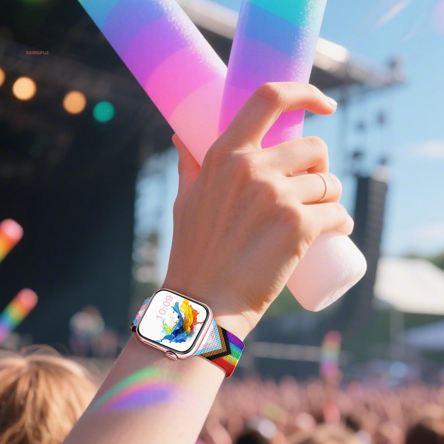 Pride Rainbow Milanese Magnetic Band for Apple Watch Bands for Women 42Mm 41Mm 40Mm 38Mm, Cute Metal Rainbow Iwatch Bands for Women Pride Iphone Watch Bands Series 10 9 8 7 6 5 4 3 2 1 SE