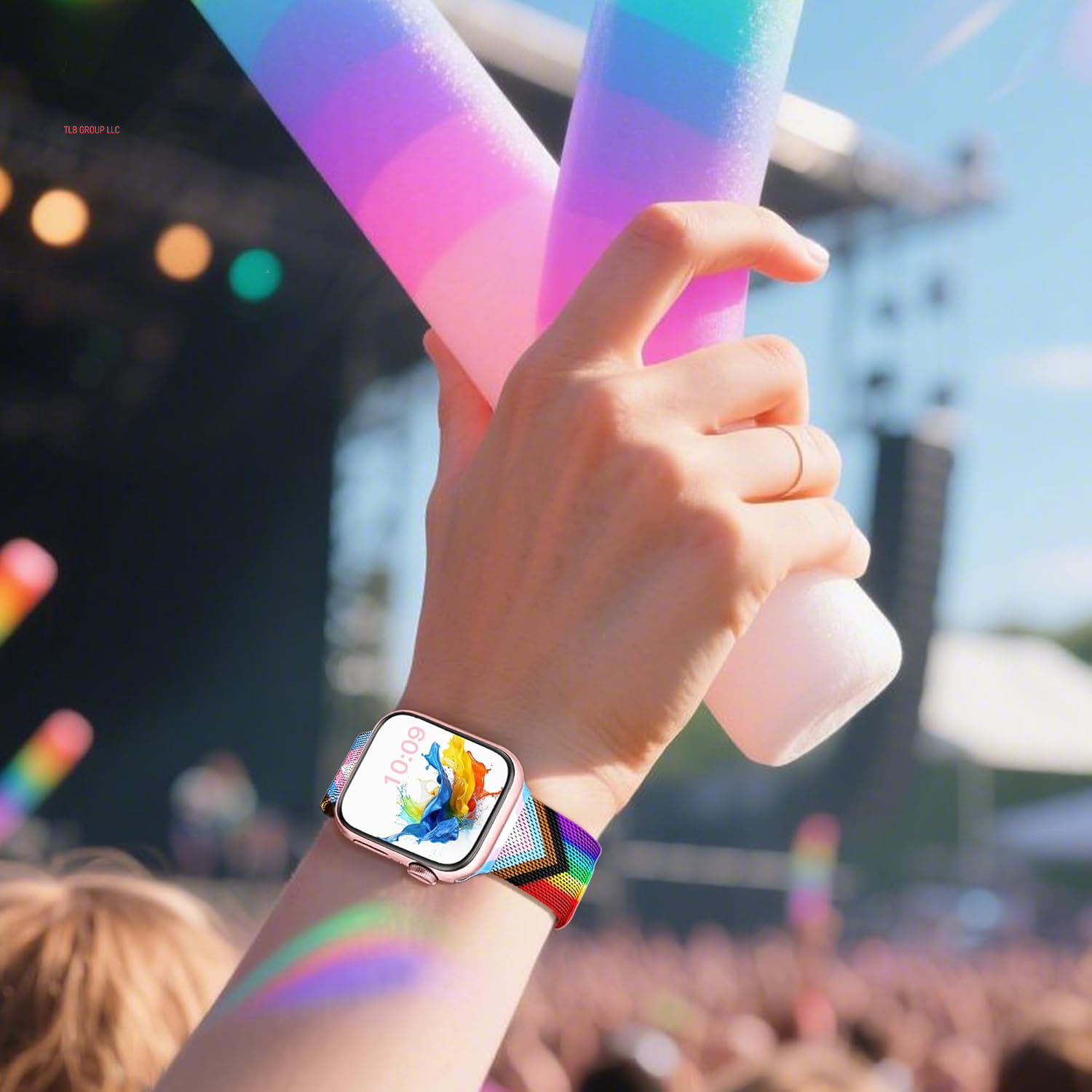 Pride Rainbow Milanese Magnetic Band for Apple Watch Bands for Women 42Mm 41Mm 40Mm 38Mm, Cute Metal Rainbow Iwatch Bands for Women Pride Iphone Watch Bands Series 10 9 8 7 6 5 4 3 2 1 SE