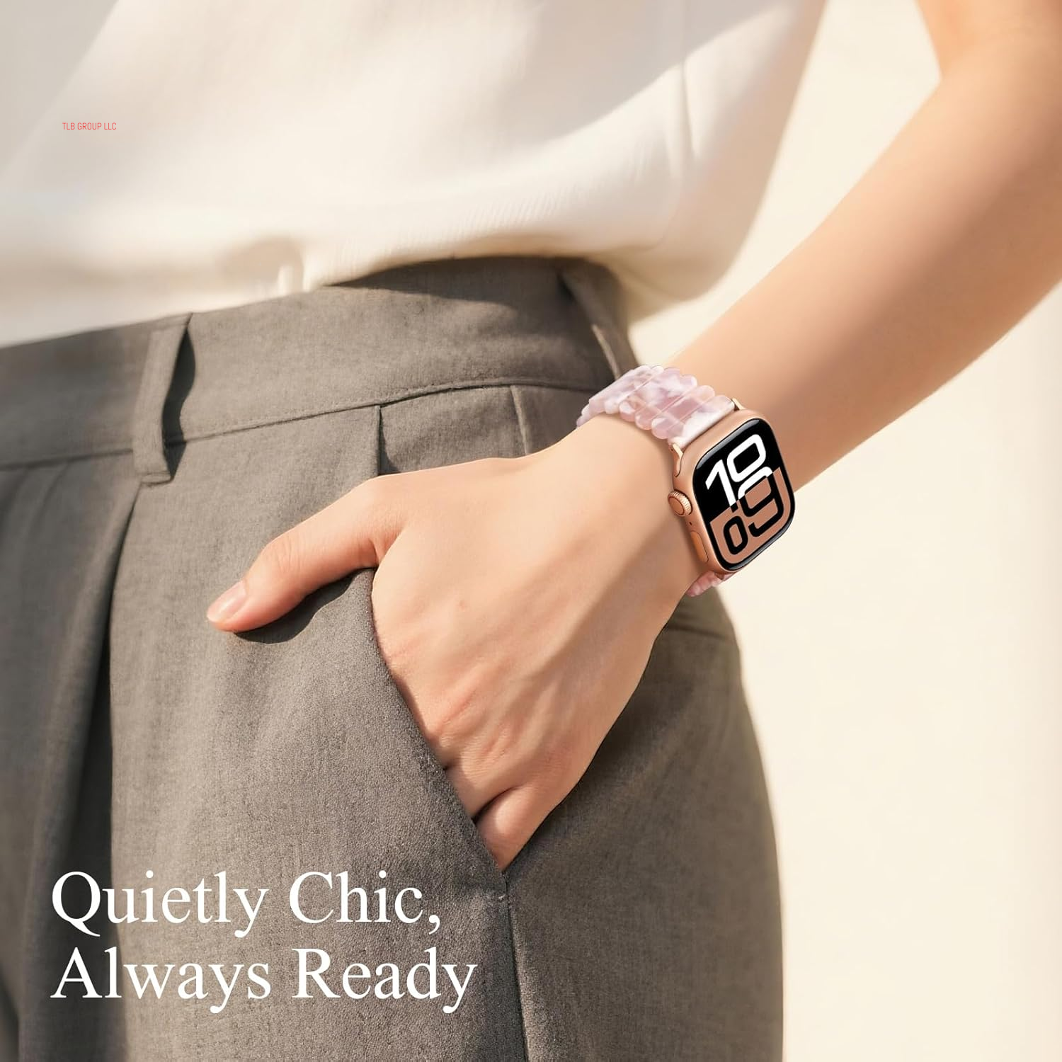 Resin Stretchy Band Compatible with Apple Watch 38/40/41Mm, 42/44/45/46/49Mm Fashion Cute Strap for Iwatch 10/9/8/7/6/5/4/3/2/1/SE Lightweight Elastic Bracelet Wristband Women,S/M