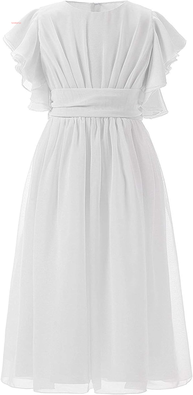 Fancy Chiffon Flower Girl Dresses Flutter Sleeves Junior Bridesmaid Dress