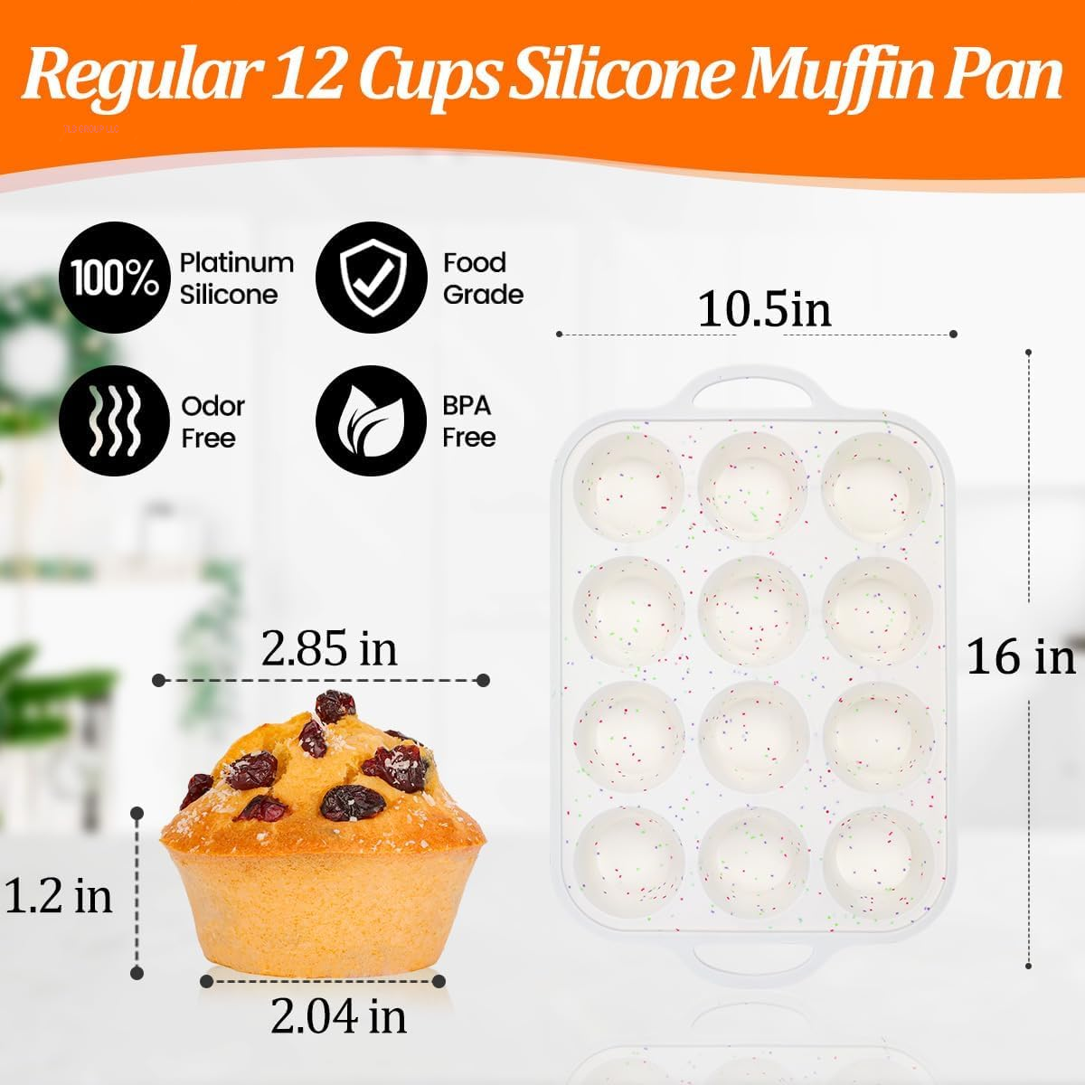 Silicone Muffin Pan, with Metal Reinforced Frame Regular Size 2.8Inch Silicone Cupcake Pan Nonstick 12 Cups for Baking Homemade Muffins, Cupcakes, Egg Bites 2 Pack Dishwasher Safe BPA Free