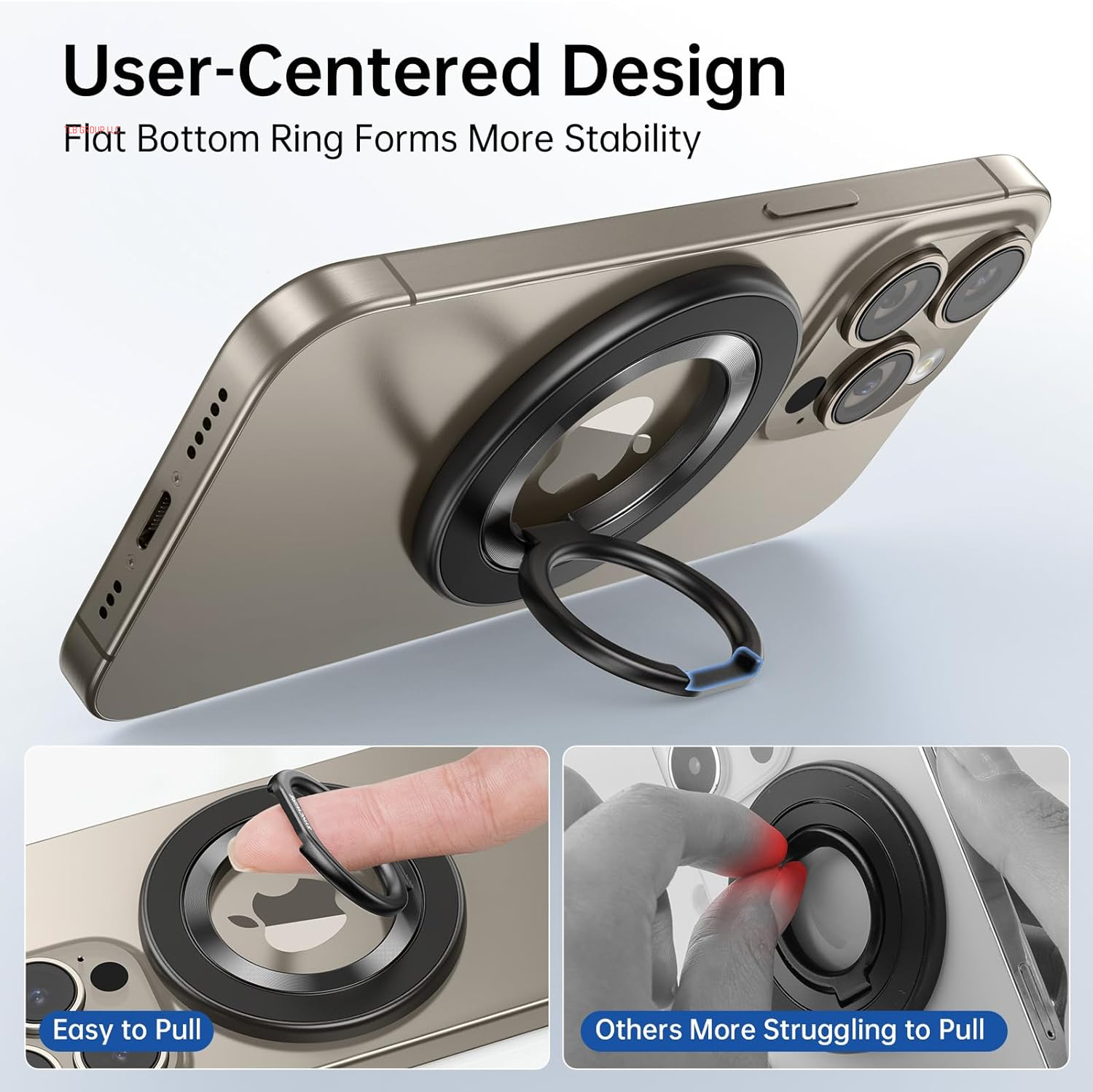 Upgraded Magnetic Phone Ring Holder for Magsafe, Magnetic Cell Phone Grip Stand Finger Ring Kickstand Two-Sided Magnetic Compatible with Iphone 16 Pro Max 15 14 13 12 Magsafe Accessories