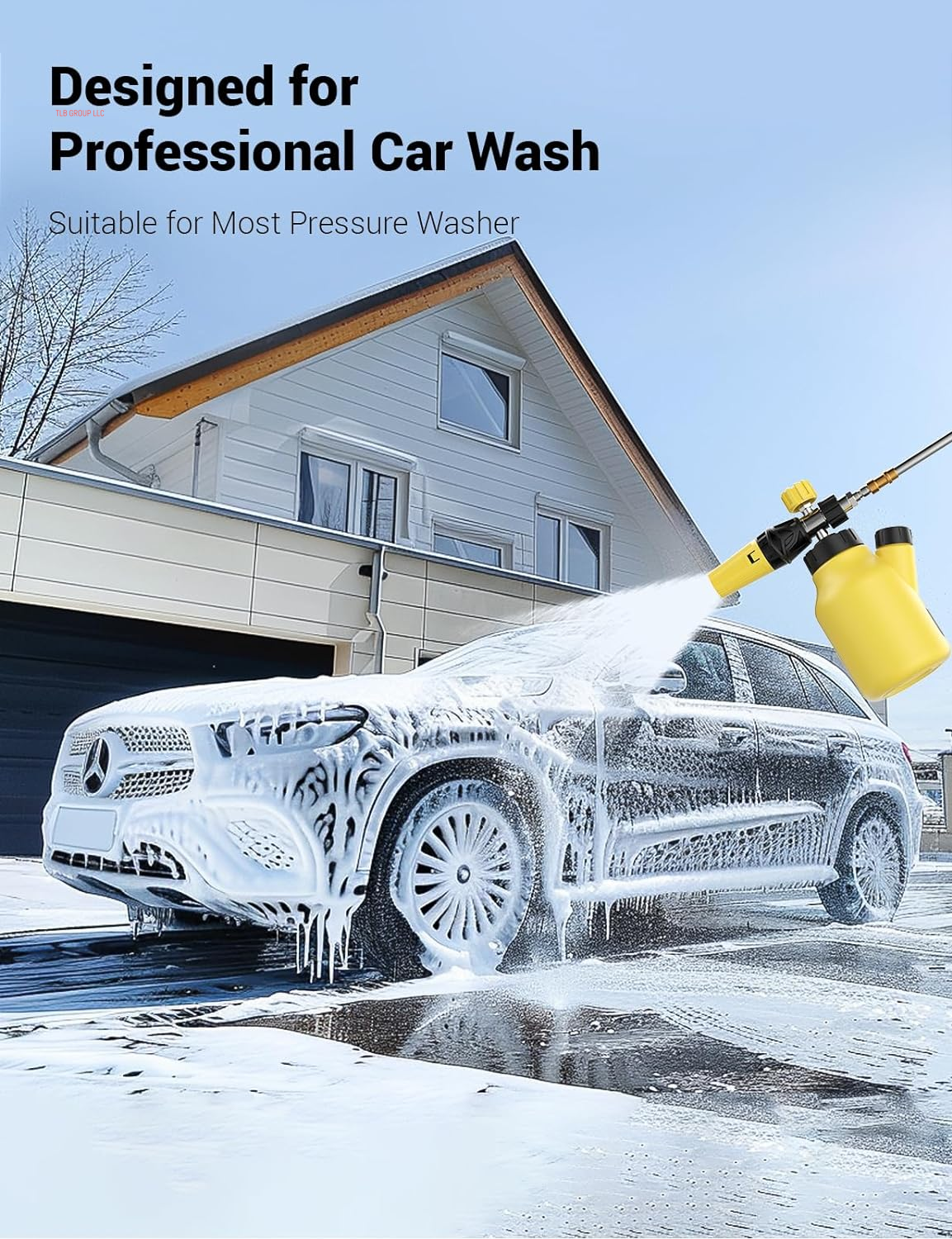 Foam Cannon for Pressure Washer, Car Wash Foam Sprayer with 1/4” Quick Connector, Heavy Duty Car Wash Foam Gun, Adjustable Nozzle, Wide Neck, 1 L Bottle