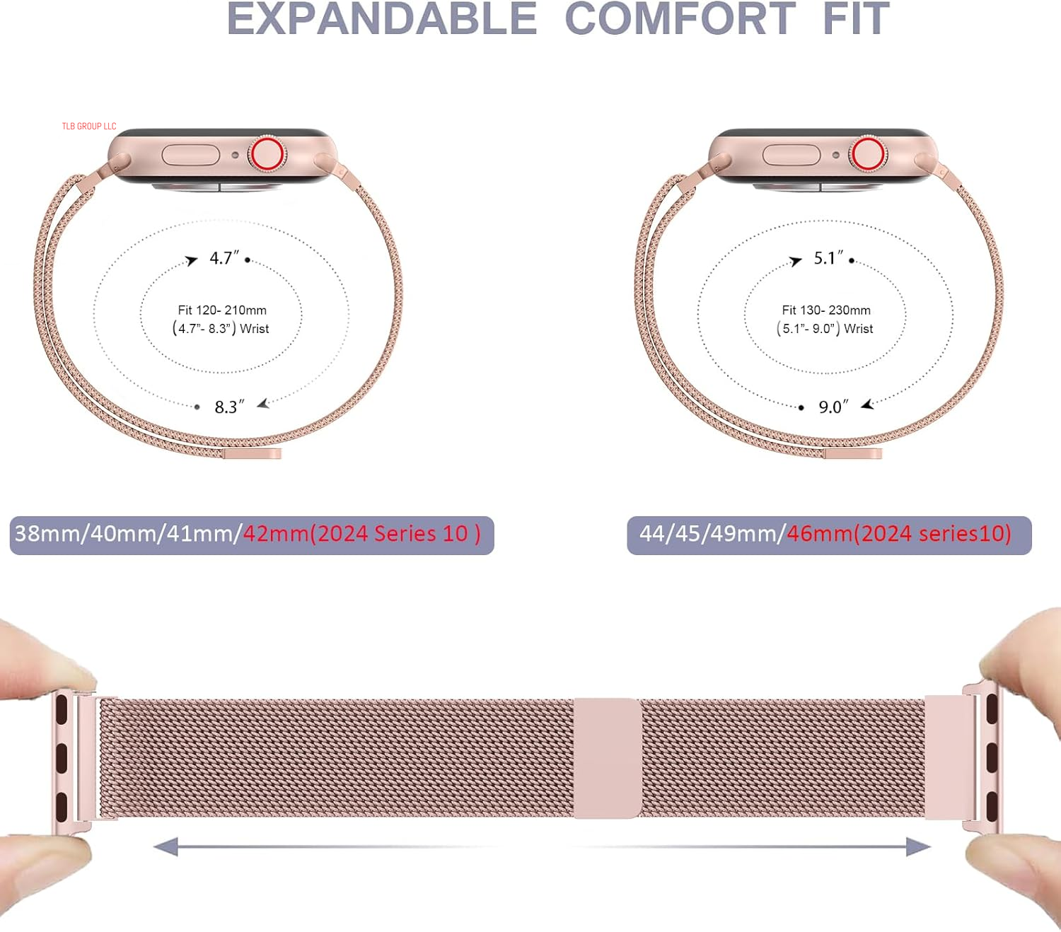 Patented Milanese Loop Compatible with Apple Watch Band 46Mm 38Mm 40Mm 41Mm 42Mm 44Mm 45Mm 49Mm for Women Men, Magnetic Bands Compatible with Iwatch Series 10 9 8 7 6 5 4 3 SE Ultra 2 1
