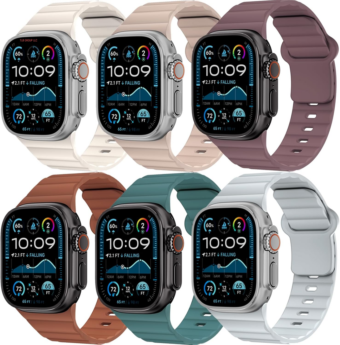 6 Pack Sport Bands for Apple Watch Ultra/2 Band 49Mm 46Mm 45Mm 44Mm 42Mm 41Mm 40Mm 38Mm Iwatch Bands for Men Women,Waterproof Soft Silicone Strap Wristband for Apple Watch Series 10 9 8 7 6 5 4 3 SE 2