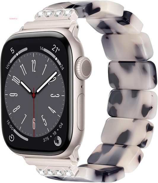 Stretchy Resin Apple Watch Band for Series Ultra/10/9/8/7/Se 38Mm40Mm41Mm42Mm44Mm45Mm46Mm49Mm Fashion Cute, Lightweight & Flexible, Rectangle Design with Iwatch Series 6/5/4/3/2/1