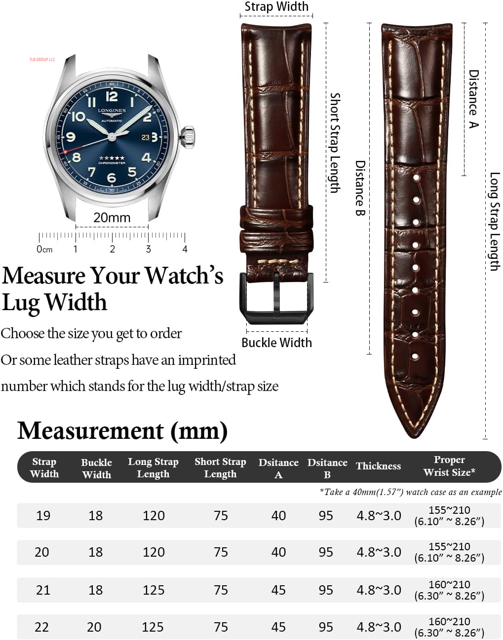 Leather Watch Bands for Men, Quick Release Watch Straps, Luxury Italian Alligator Grain Embossed Band Replacements 19Mm 20Mm 21Mm 22Mm