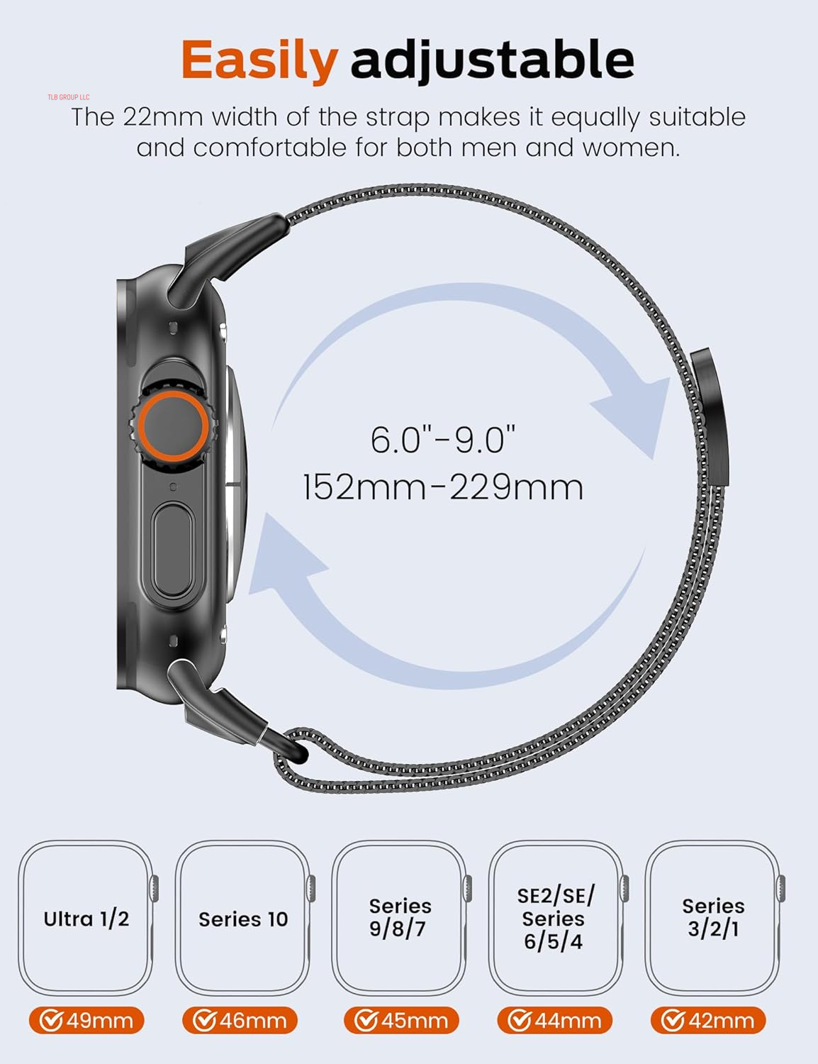 Milanese Mesh Loop Compatible with Apple Watch Band Ultra 2/1 49Mm Series 10 46Mm, Mechanical Design Metal Connector for Iwatch Series 9/8/7 45Mm, Se2/Se/Series 6/5/4 44Mm, Series 3/2/1 42Mm