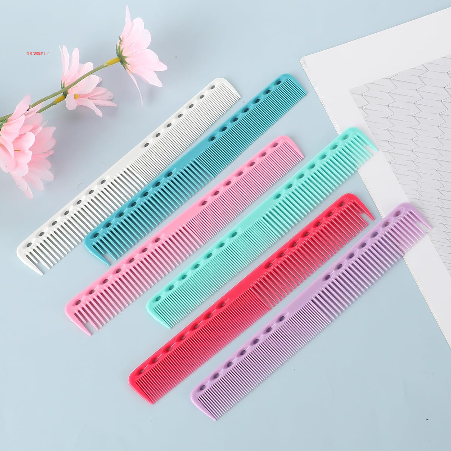 6Pcs Cutting Combs for Hair Stylist Professional Carbon Fine Cutting Comb Heat Resistant Carbon Fiber Salon Hairdressing Comb for Men(Blue, Green, White, Pink, Rose Red, Purple)