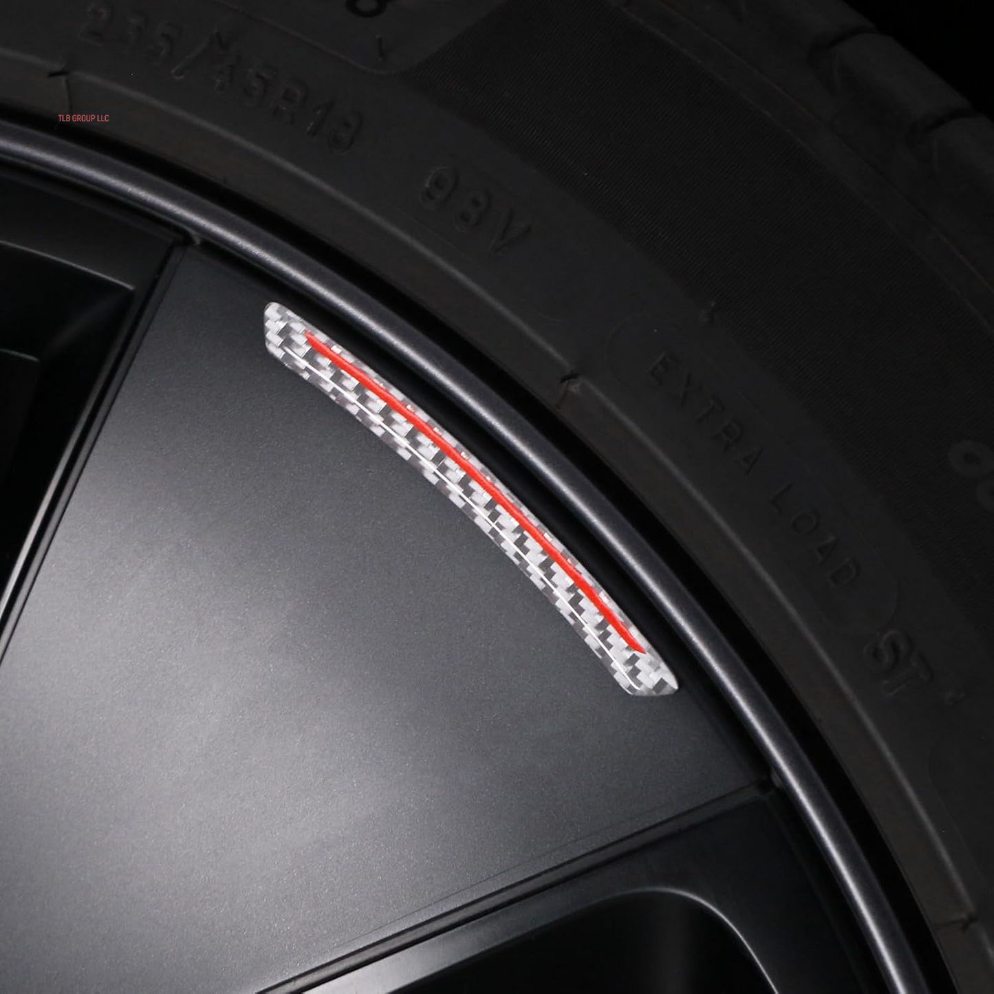 Car Wheel Rim Decal Stripe Compatible with Tesla Model 3 Highland Model Y Juniper Model S X Carbon Fiber Performance Emblem Reflective Sticker Exterior Accessories (Black)