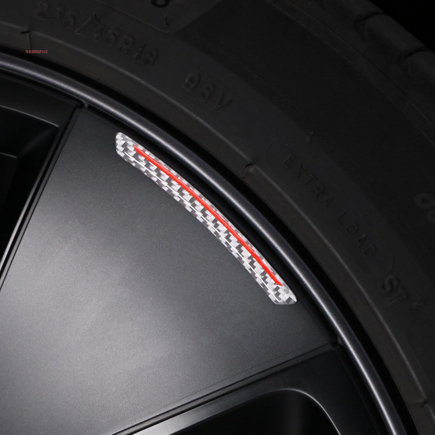 Car Wheel Rim Decal Stripe Compatible with Tesla Model 3 Highland Model Y Juniper Model S X Carbon Fiber Performance Emblem Reflective Sticker Exterior Accessories (Black)