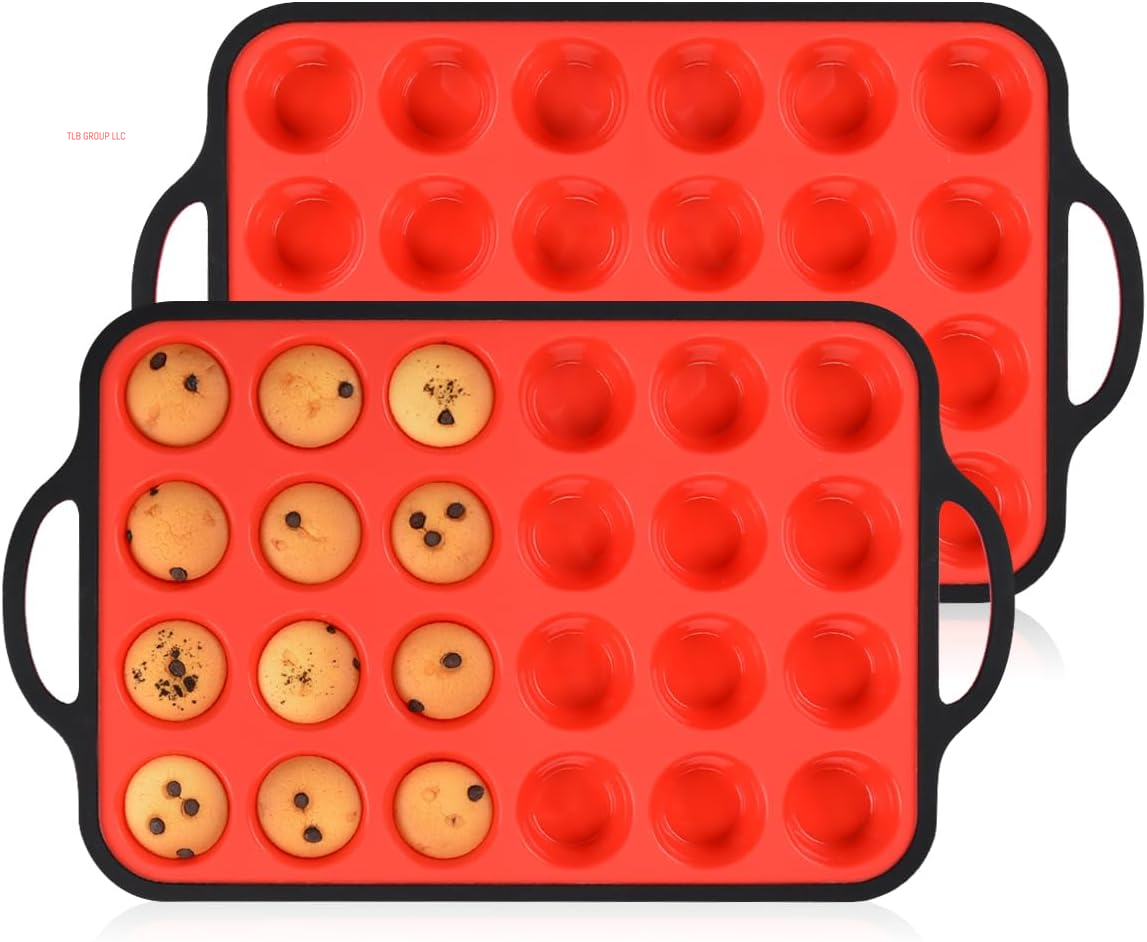 Silicone Muffin Pan, with Metal Reinforced Frame Regular Size 2.8Inch Silicone Cupcake Pan Nonstick 12 Cups for Baking Homemade Muffins, Cupcakes, Egg Bites 2 Pack Dishwasher Safe BPA Free