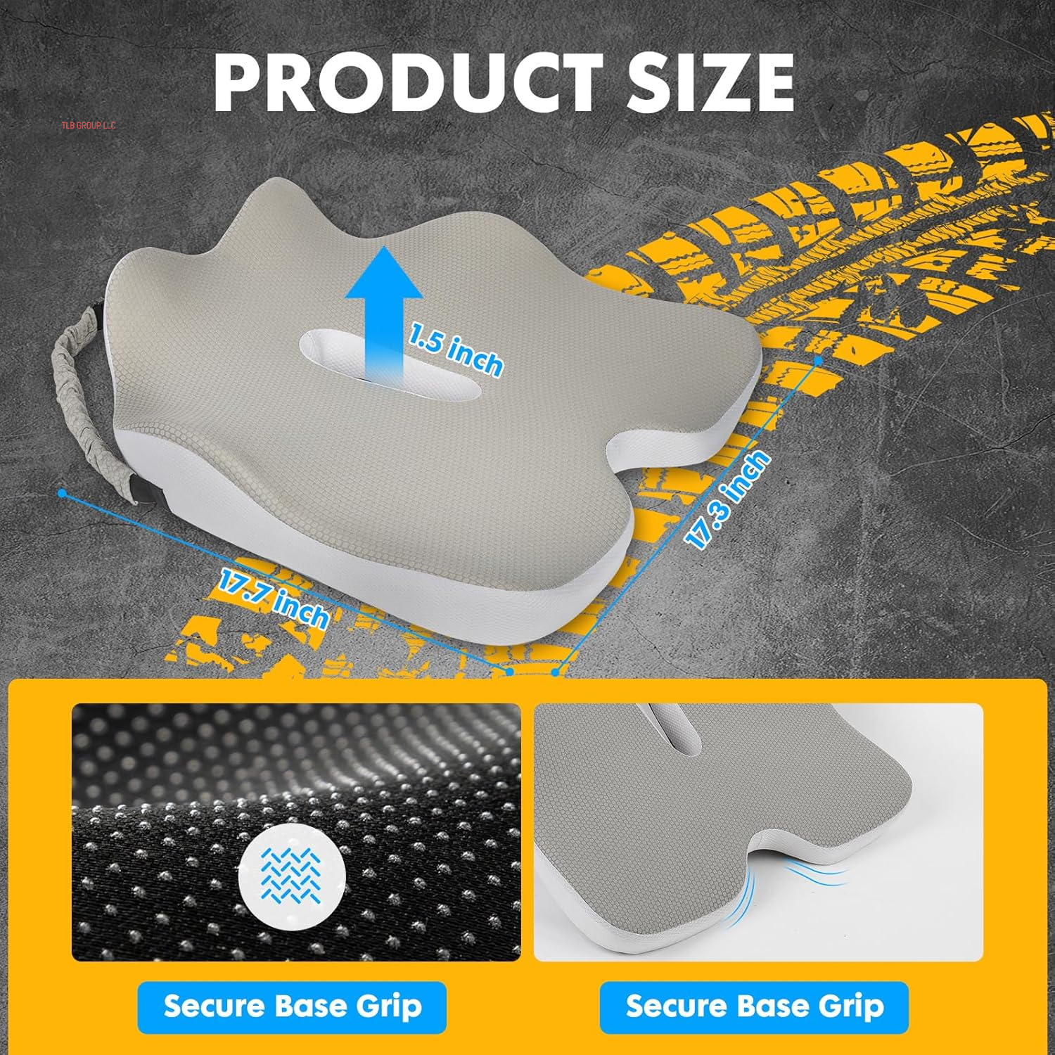 X-Large Seat Cushion for Truck Driver, Upgraded Truck Seat Cushion for Long-Term Driving Back Support & Pain Relief, Greater Memory Foam with Non-Slip Washable Cover, Relieves Truck Car Sitting & Pain TRUCK DRIVER
