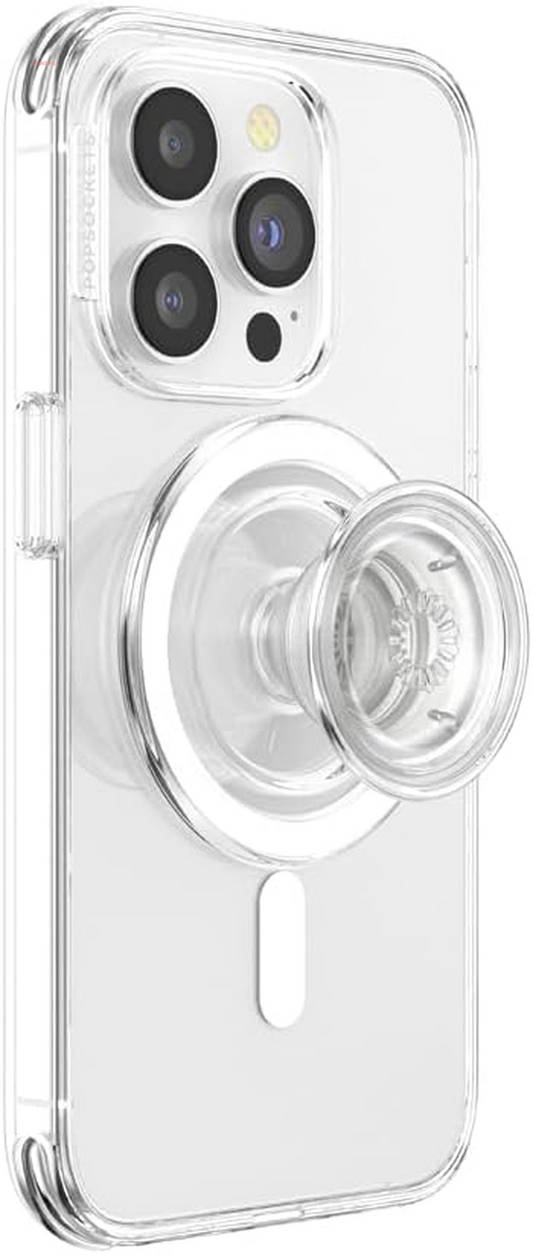 Phone Grip Compatible with Magsafe, Adapter Ring for Magsafe Included, Phone Holder, Wireless Charging Compatible - Clear