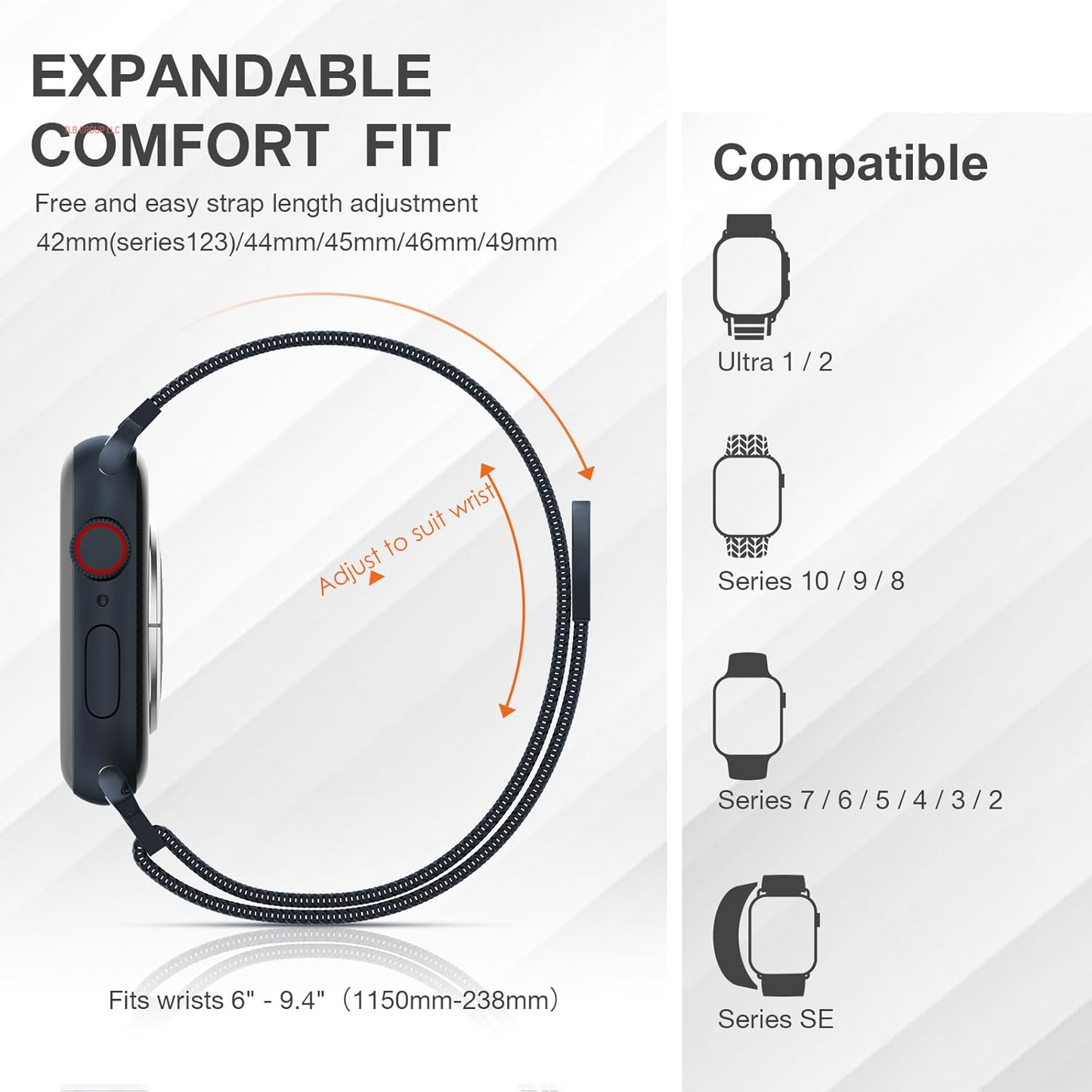 Stainless Steel Milanese Loop Compatible with Apple Watch Band 46Mm 42Mm 44Mm 45Mm 49Mm 38Mm 40Mm 41Mm Men and Women, Mesh Loop Magnetic Clasp Replacement for Iwatch Bands Ultra Series 10 9 8 7 SE 6 5 4 3 2 1