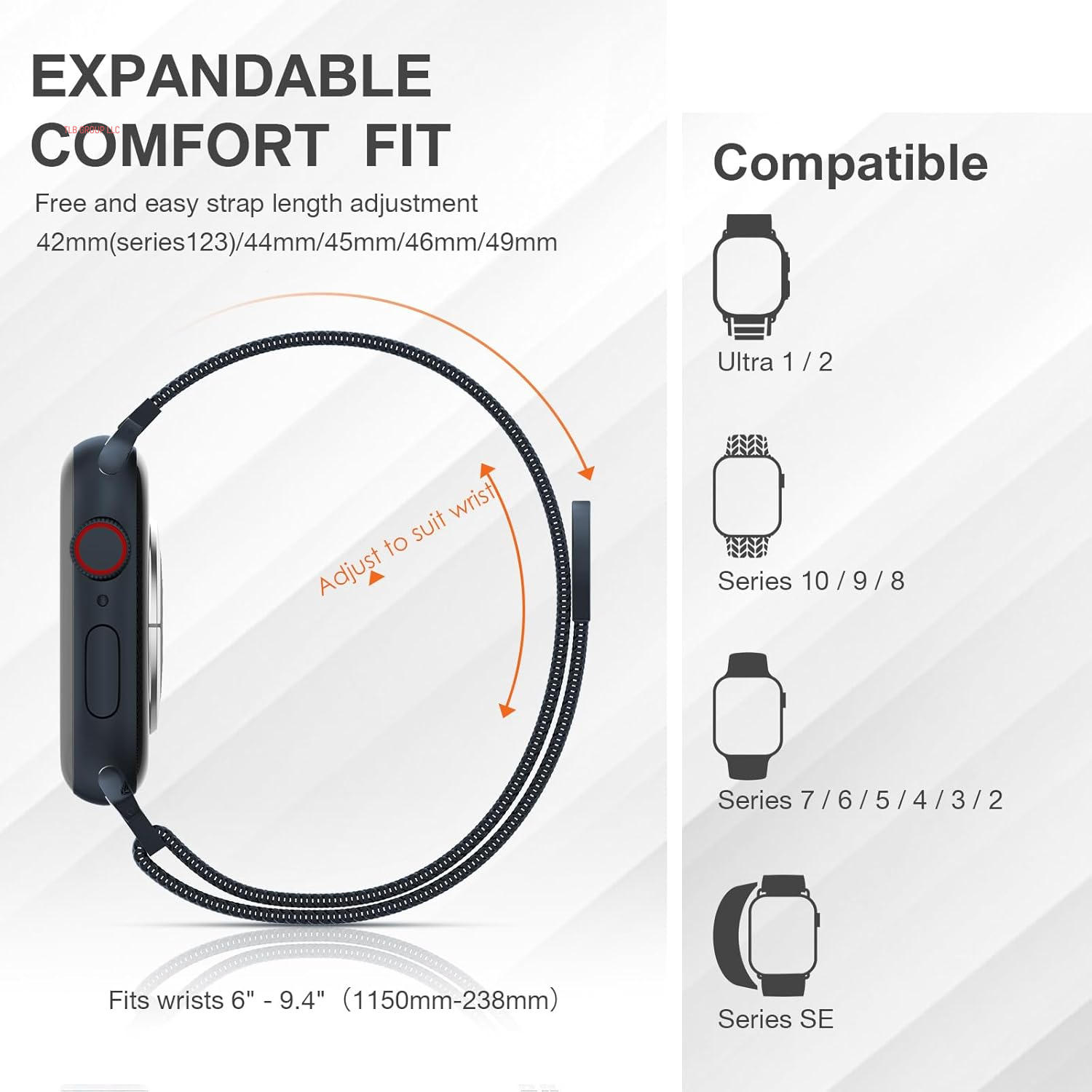 Stainless Steel Milanese Loop Compatible with Apple Watch Band 46Mm 42Mm 44Mm 45Mm 49Mm 38Mm 40Mm 41Mm Men and Women, Mesh Loop Magnetic Clasp Replacement for Iwatch Bands Ultra Series 10 9 8 7 SE 6 5 4 3 2 1