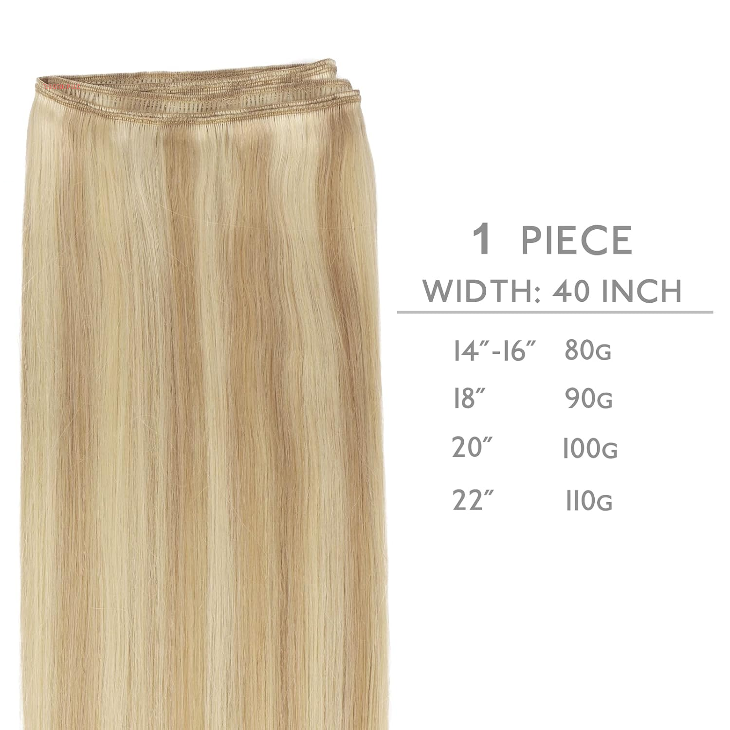 Sew in Hair Extensions Real Human Hair, 14 Inch 80G Light Blonde Highlighted Golden Blonde Machine Weft Hair Extensions Human Hair Hand Tied Weft Hair Extensions Sew In