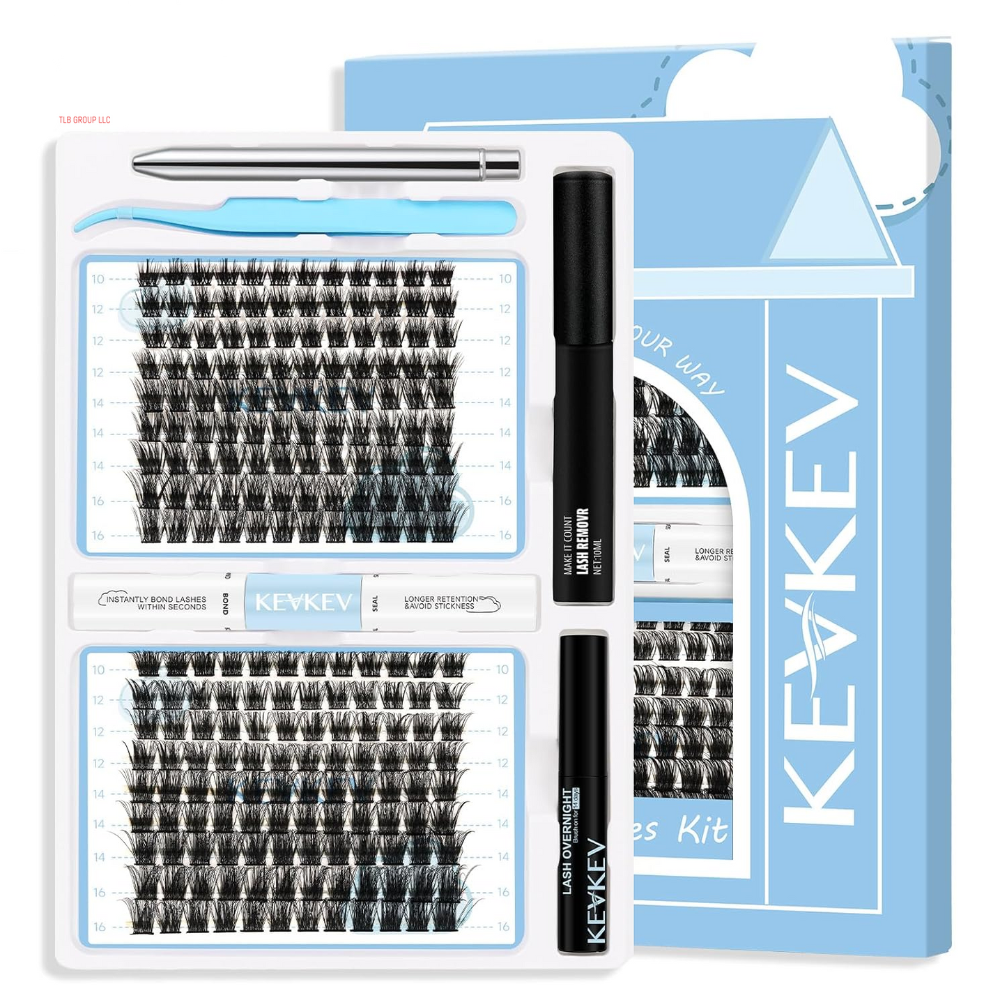 Lash Clusters Kit Lash Extension Kit D Curl Eyelash Extension Kit 280 Pcs Eyelash Clusters Kit Cluster Eyelash Extensions Individual Lashes Kit with Lash Bond and Seal Eyelash Tweezers