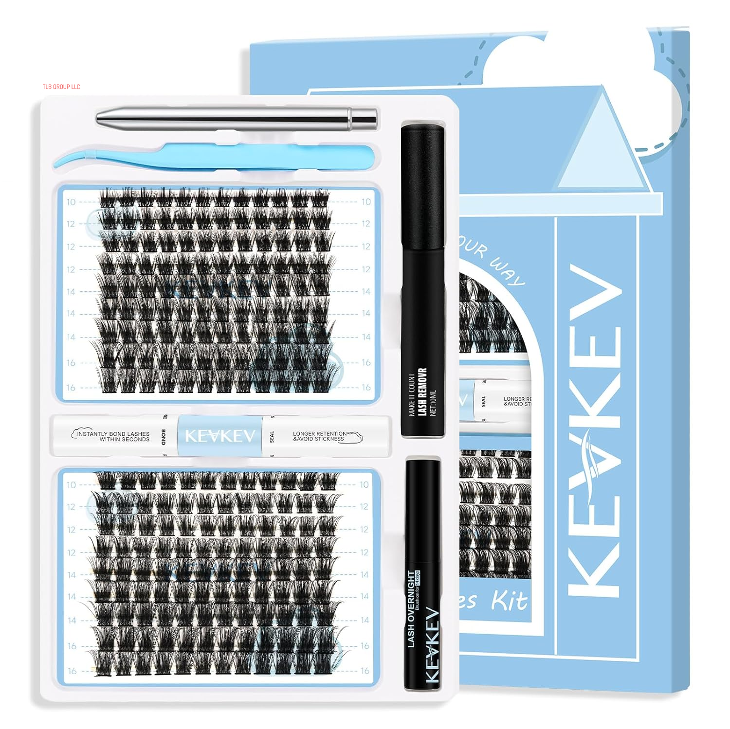 Lash Clusters Kit Lash Extension Kit D Curl Eyelash Extension Kit 280 Pcs Eyelash Clusters Kit Cluster Eyelash Extensions Individual Lashes Kit with Lash Bond and Seal Eyelash Tweezers