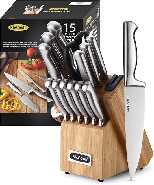 ® Knife Sets,German Stainless Steel Knife Block Sets with Built-In Sharpener