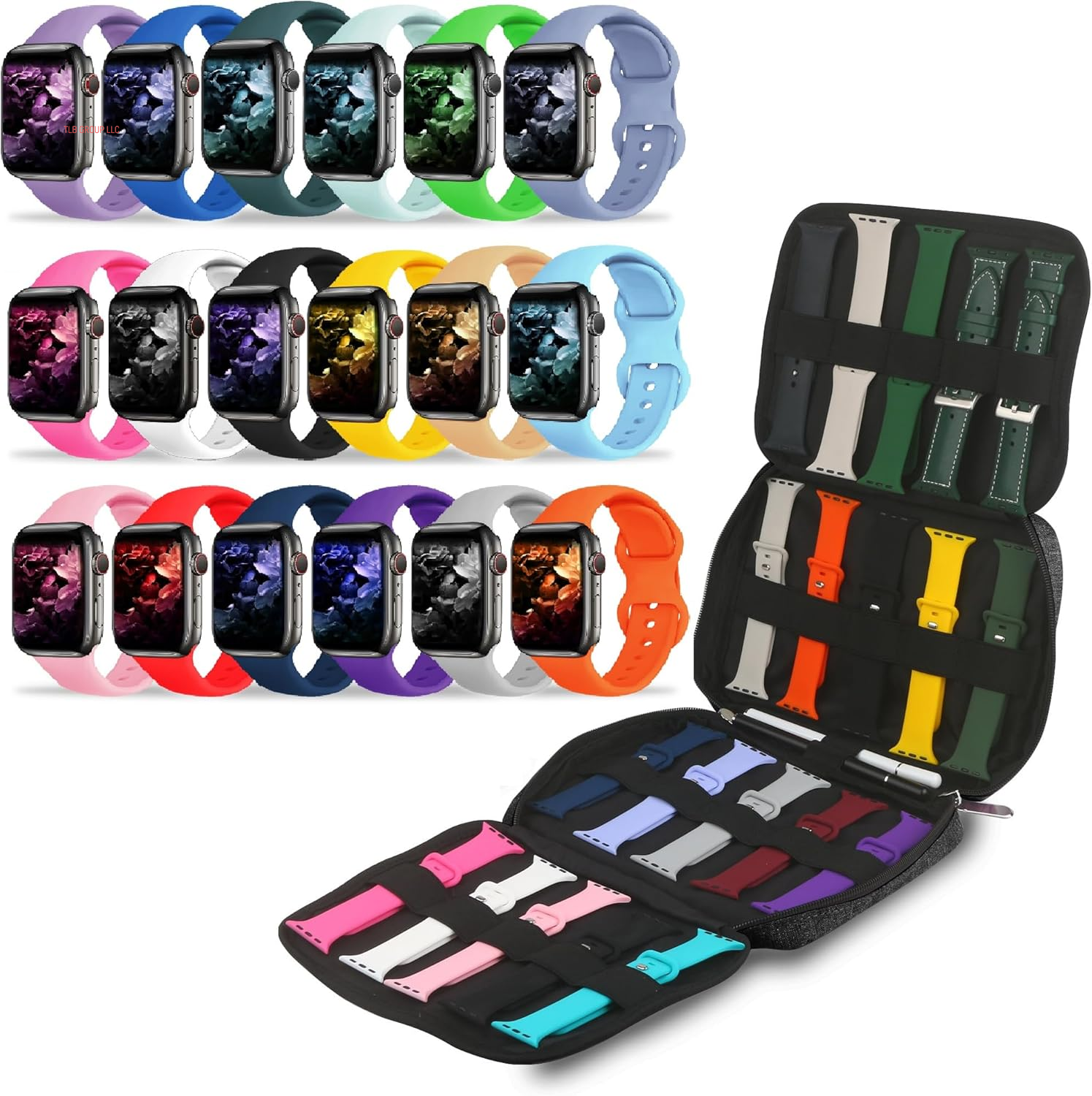 18 Pack Bands Compatible with Apple Watch Band 42Mm(Series 10) 41Mm 40Mm 38Mm and 20-Slot Watch Band Storage Organizer