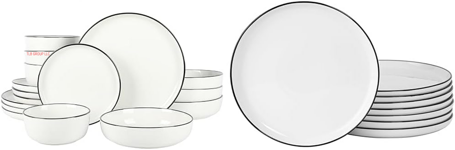 Oslo Porcelain Chip and Scratch Resistant Dinnerware Set, Service for 4 (16Pcs), Plates and Bowls Dishes Sets, White
