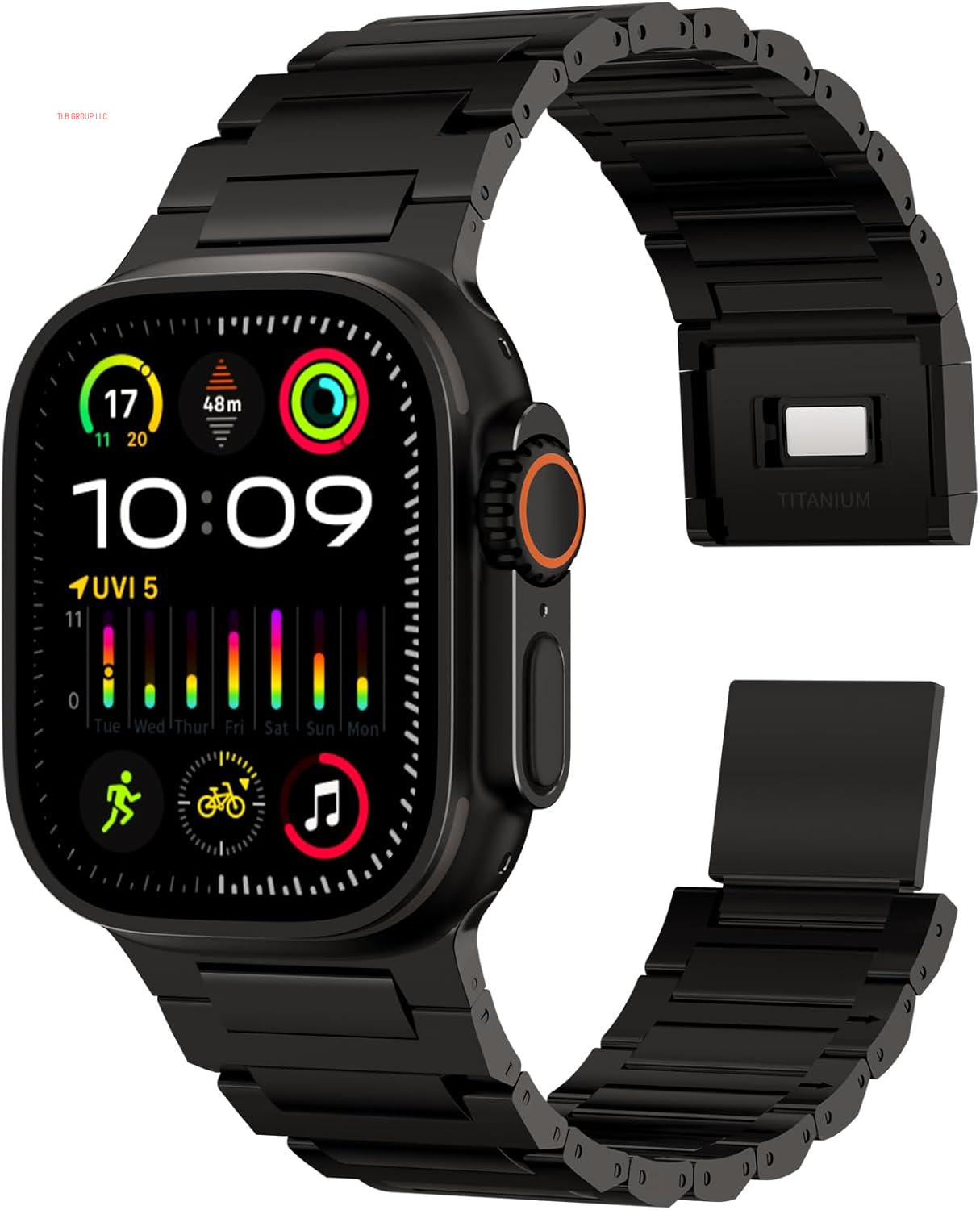 Full Titanium Band Compatible with Apple Watch Ultra 49Mm / Ultra 2 49Mm / Series 10 46Mm, 26Mm Wide Adjustable Links with Titanium Magnetic Clasp Connectors and DLC Coating