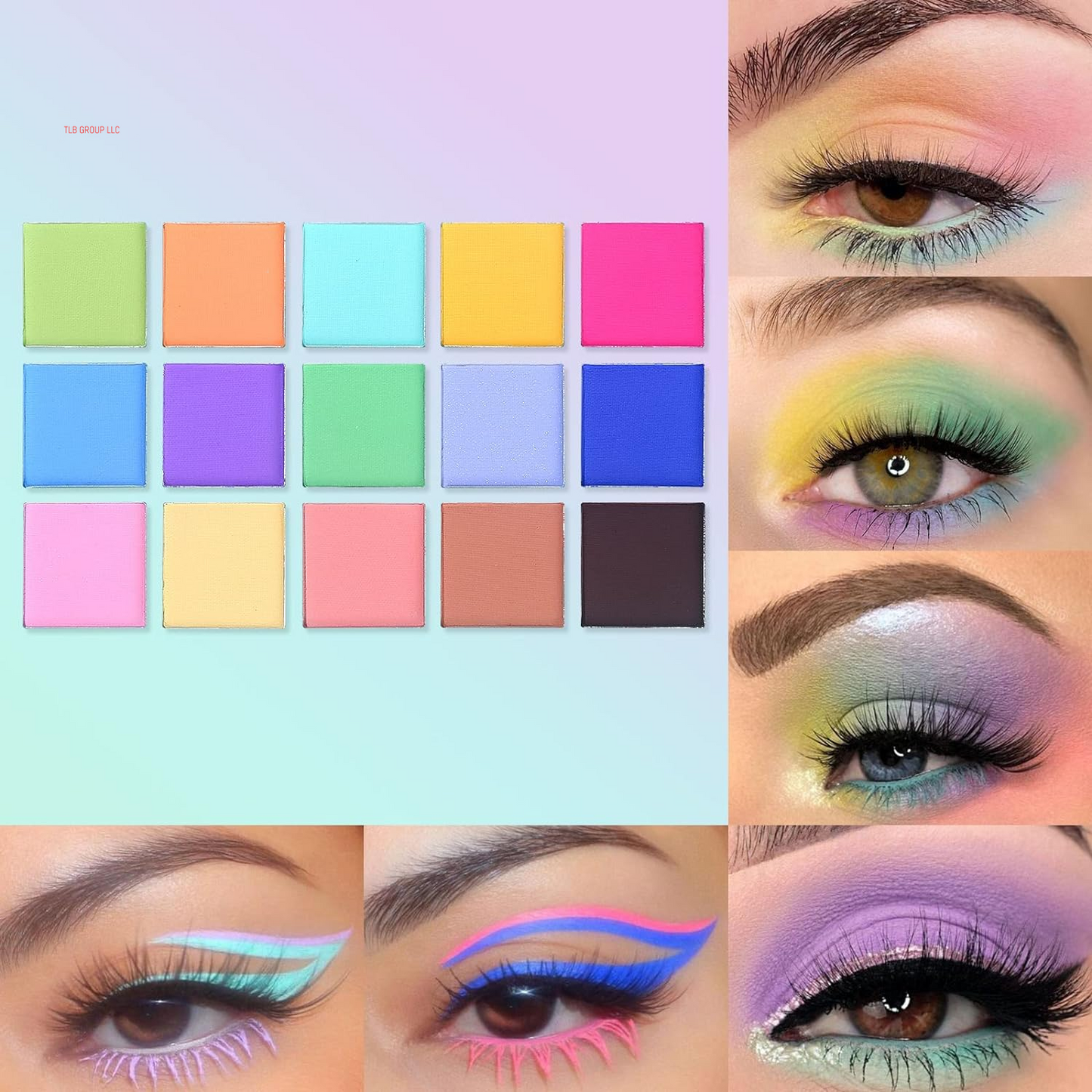 Colorful Matte Makeup Eyeshadow Palette, 15 Shades Vibrant MACARON Pastel Eye Shadow Pallet, High Pigmented Blendable Rainbow Make up Plattet Kit - Mint Candy