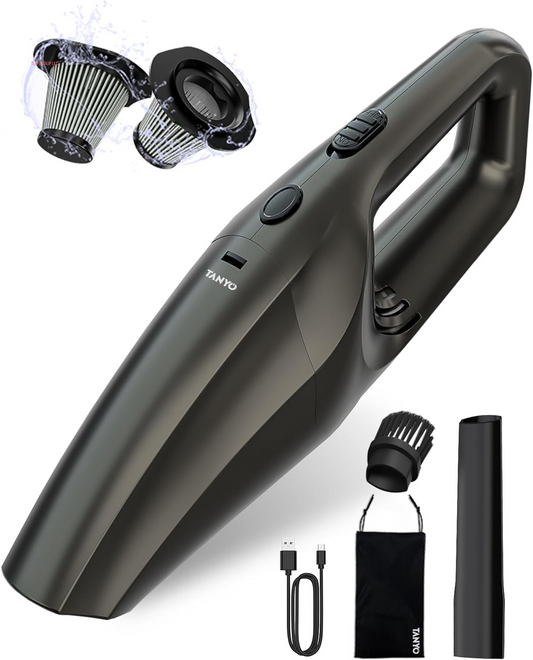 Car Vacuum Cordless, Portable Handheld Vacuum Cleaner with 120W Strong Suction Power and Stainless HEPA Filter, Rechargeable Mini Hand Held Vacuum Cleaner for Home, Office, Car, Pet, Dust