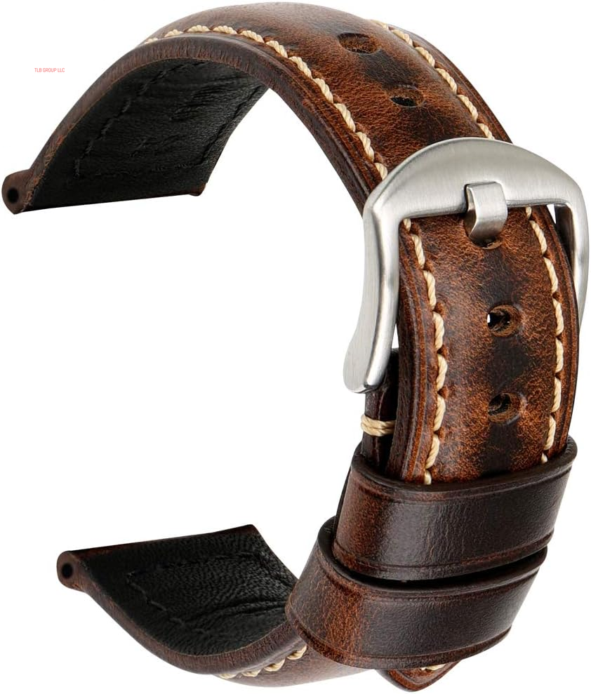 Watch Band, Vintage Oil Wax Leather Watch Straps 18Mm 19Mm 20Mm 21Mm 22Mm 23Mm 24Mm 26Mm Watch Belt for Men Women