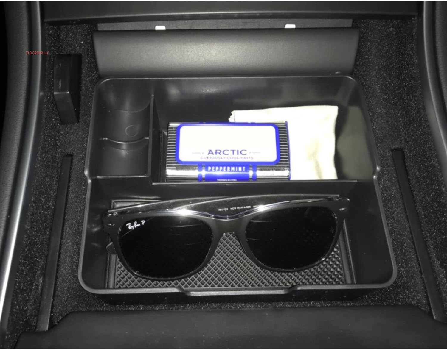 Compatible with Tesla Model 3/Y Accessories Center Console Organizer Tray Fits for Tesla Model 3 2017 2018 2019 2020 /Model Y 2020 （The Cover Closed Rotary Version）