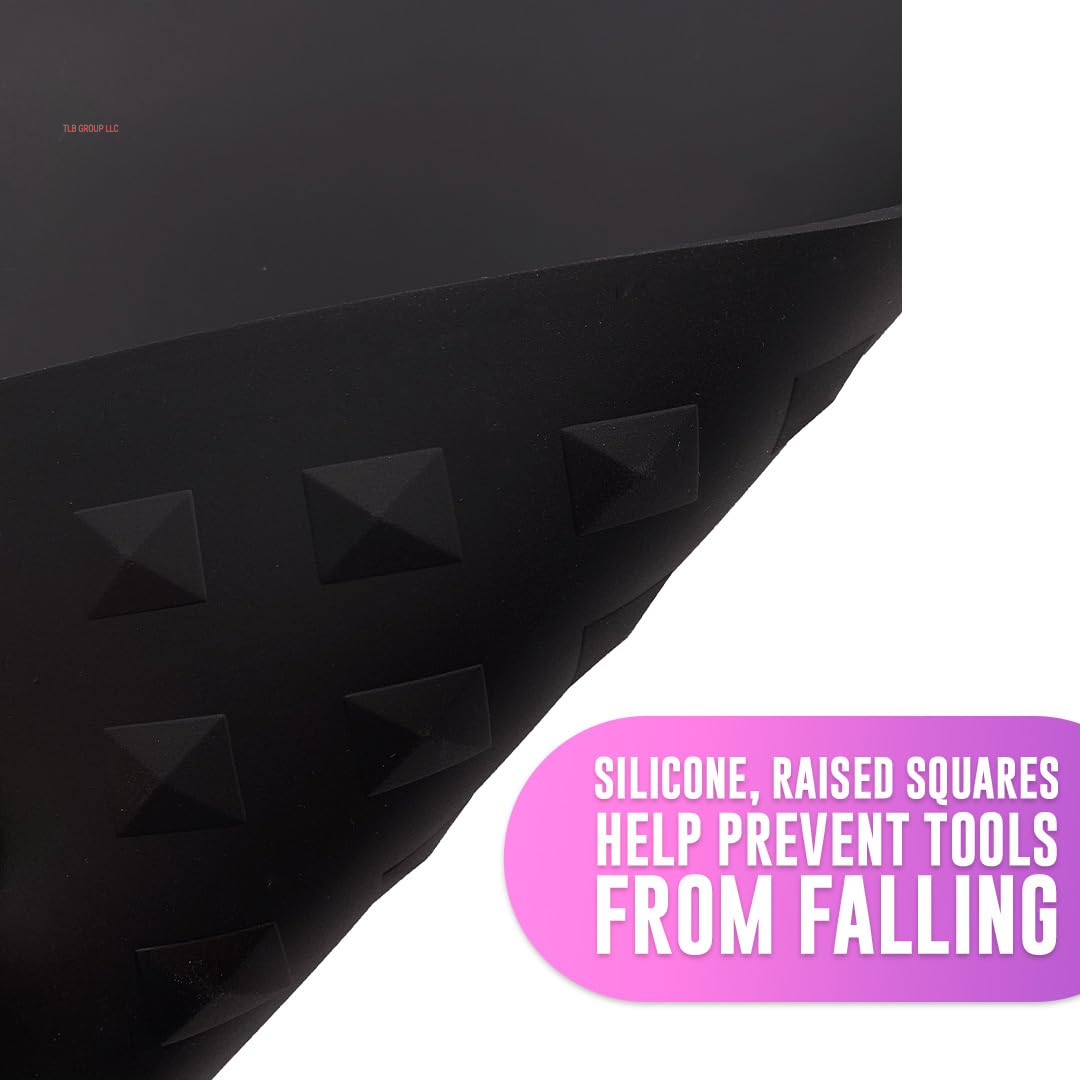 Heat-Resistant Styling Station Mat, Silicone Mat Prevents Work Surfaces from Heat Damage of Styling Tools, Prevent Tool from Falling or Slipping, Black, 9 X 11 Inches
