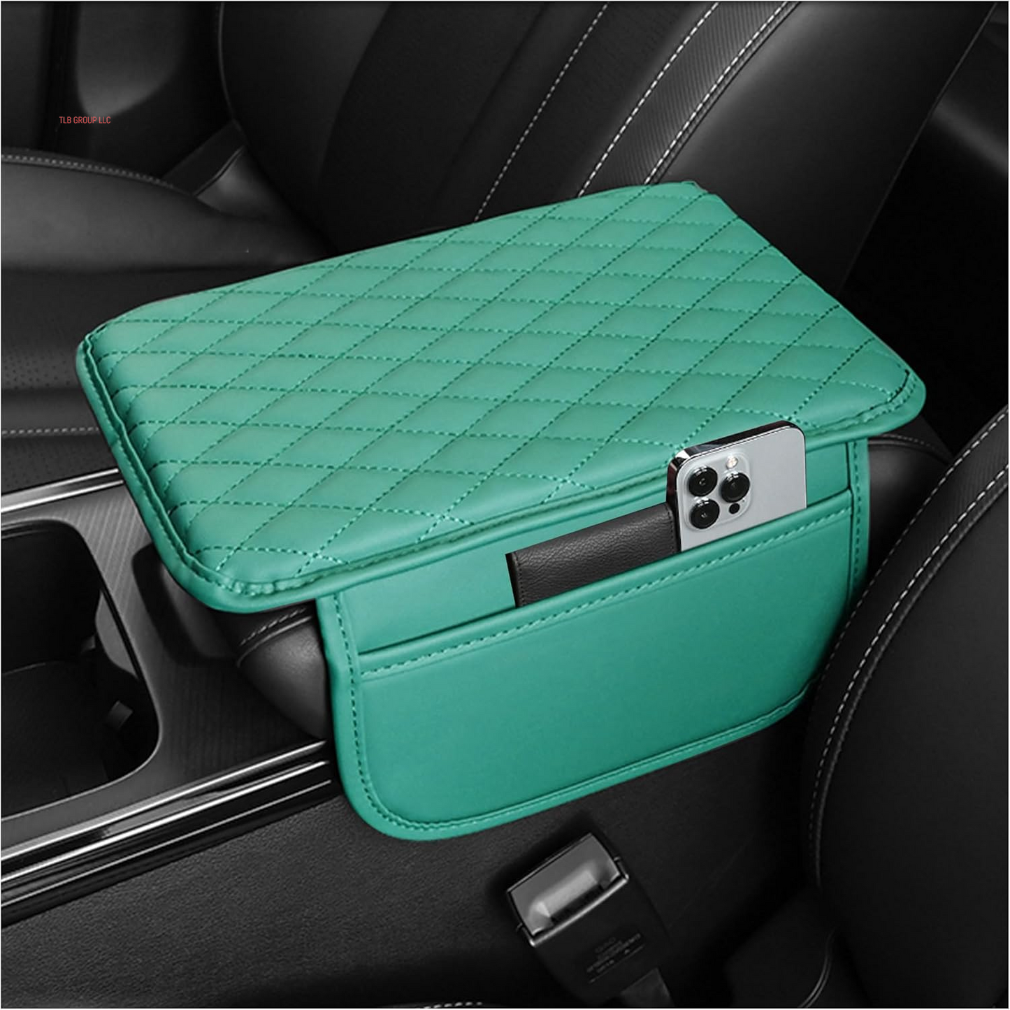 Upgraded Car Center Console Cover,Microfiber Leather Car Armrest Cover Cushion with 2 Storage Bags,Universal Car Armrest Storage Box Car Interior Accessories for Most Vehicles (Black)