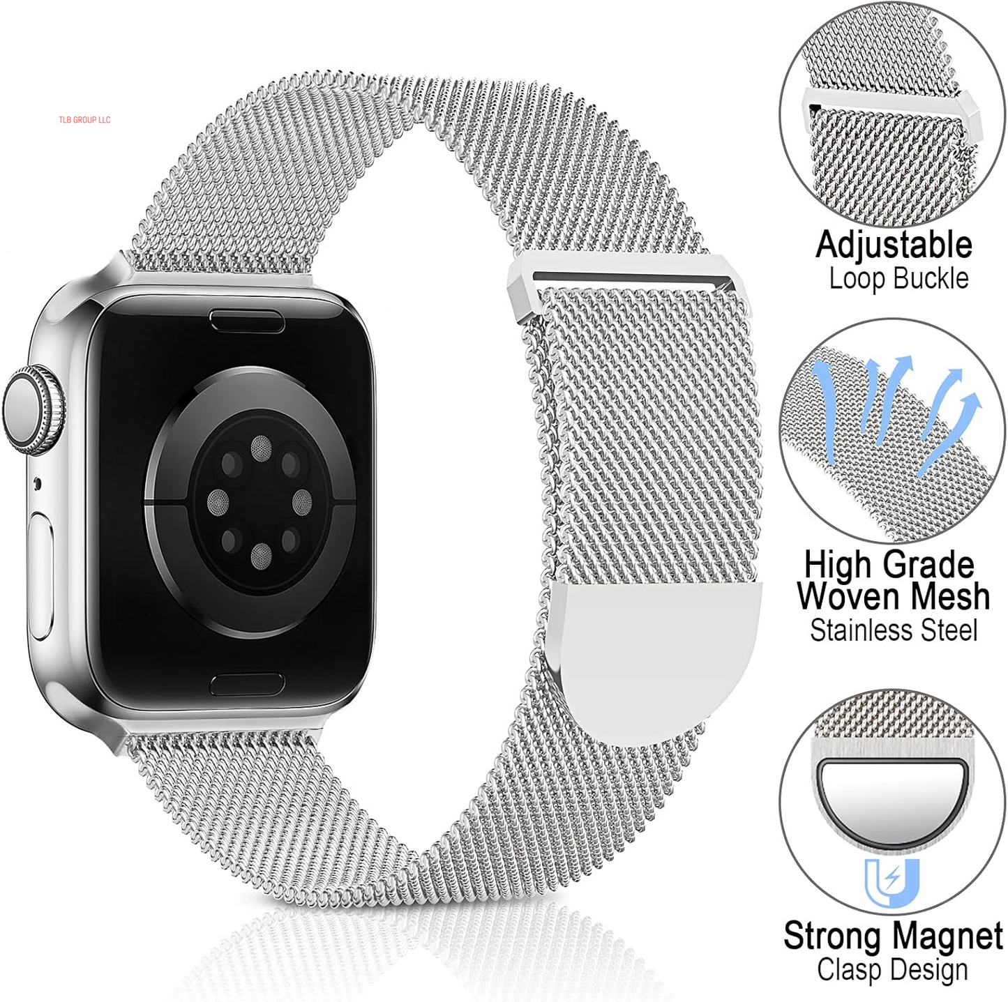 Milanese Mesh Loop Compatible with Apple Watch Bands 42Mm 44Mm 45Mm 46Mm 49Mm 38Mm 40Mm 41Mm for Men Women, Stainless Steel Mesh Strap for Iwatch Series 10 9 8 7 6 SE 5 4 3 2 1 Ultra