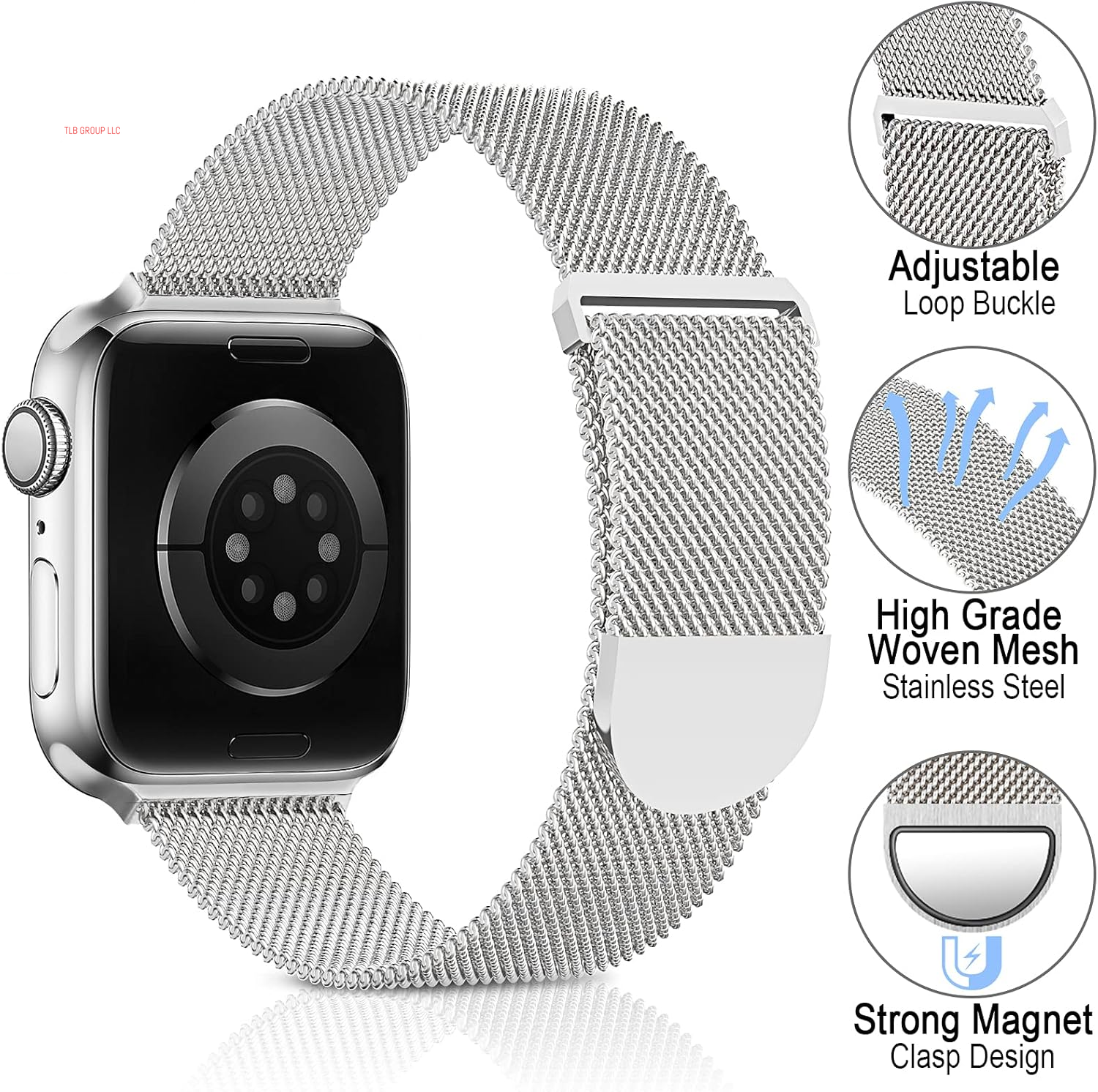 Milanese Mesh Loop Compatible with Apple Watch Bands 42Mm 44Mm 45Mm 46Mm 49Mm 38Mm 40Mm 41Mm for Men Women, Stainless Steel Mesh Strap for Iwatch Series 10 9 8 7 6 SE 5 4 3 2 1 Ultra