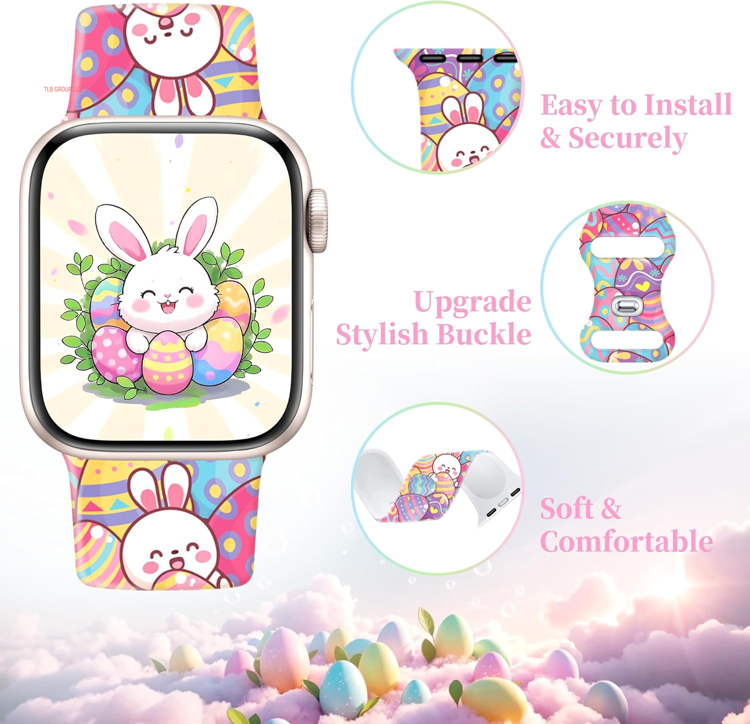2 Pack Easter Eggs Band for Apple Watch Bands 46Mm 45Mm 44Mm 49 42Mm(S3) for Women, Silicone Iwatch Bands for Women Series 10 9 8 7 SE 6 5 4 3 Holiday Dressy Fancy Cute Strap for Apple Watch Band