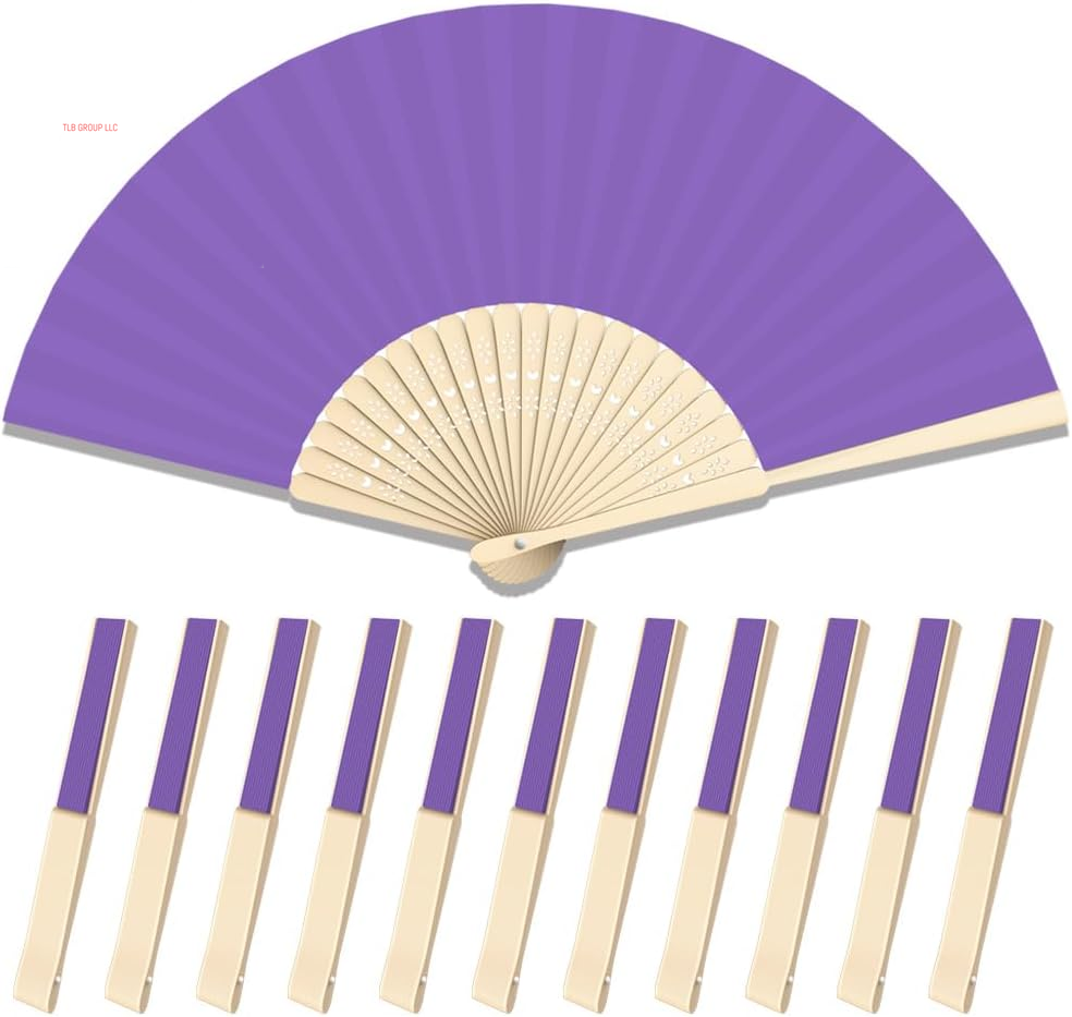 12 Pcs Decorative Hand Fan Foldable, 8.3 Inch Folding Fan Line Dancing Popping Paper Fans Chinese Fan with Thick Bamboo Frame for Wedding, Dancing, Party DIY Decoration (3 Shades of Blue)