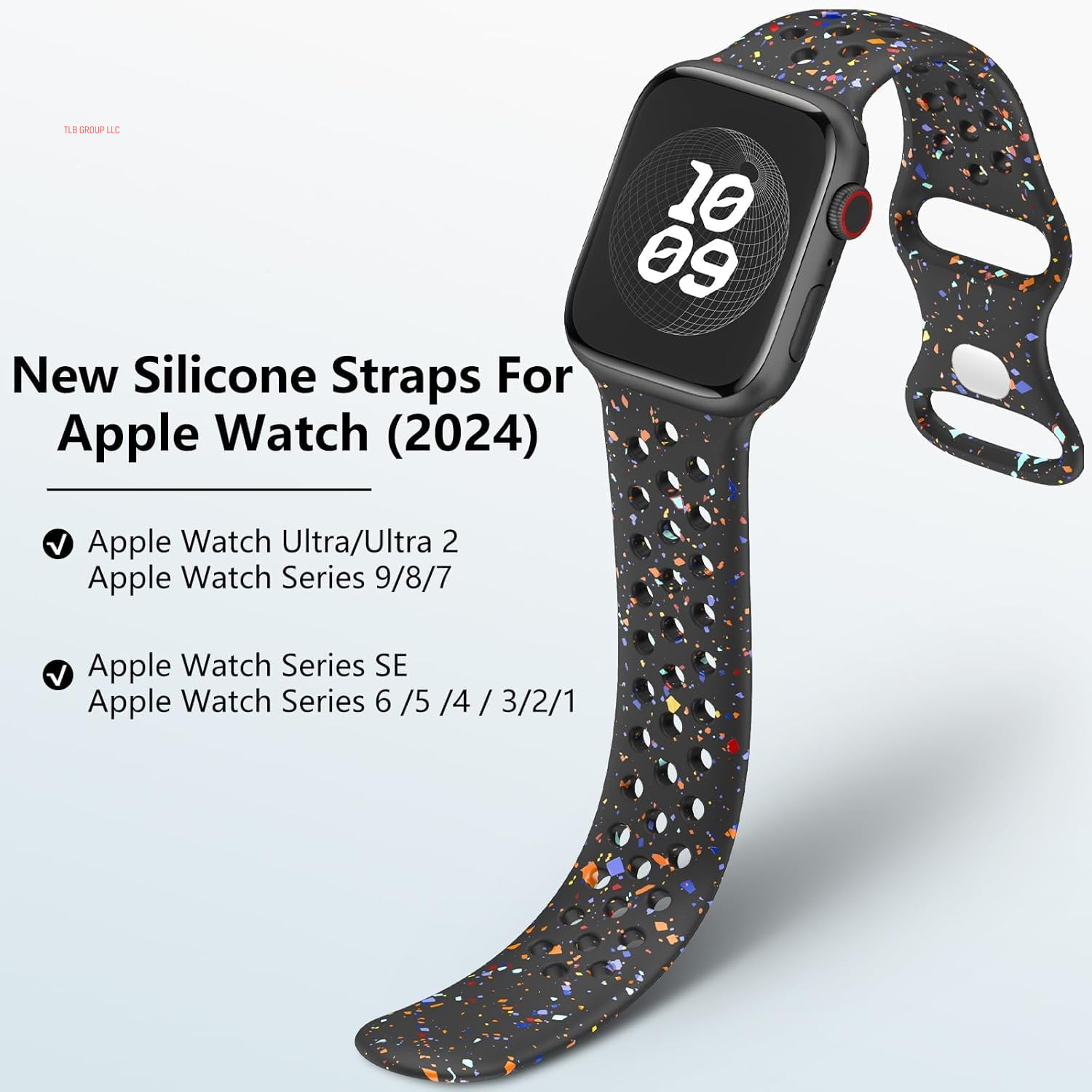 Breathable Sport Silicone Band Compatible with Apple Watch Bands 40Mm 38Mm 44Mm 41Mm 45Mm 42Mm 49Mm Women Men, Soft Wristband Recycled Plastic Strap for Iwatch Bands Series 9 SE 8 7 6 5 4 3 2 1 Ultra