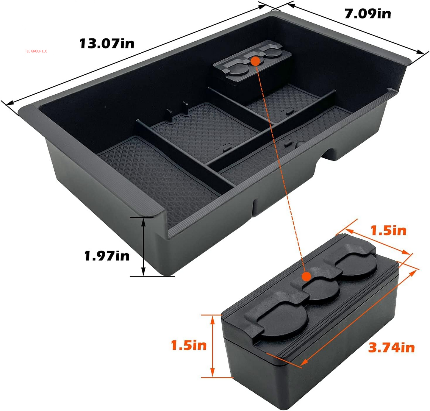 Center Console Organizer Tray Compatible with 2014-2018 GMC Sierra Accessories, (2015-2020) Yukon/Chevy Tahoe Silverado Suburban, Armrest Storage Box Replaces 22817343(Black)