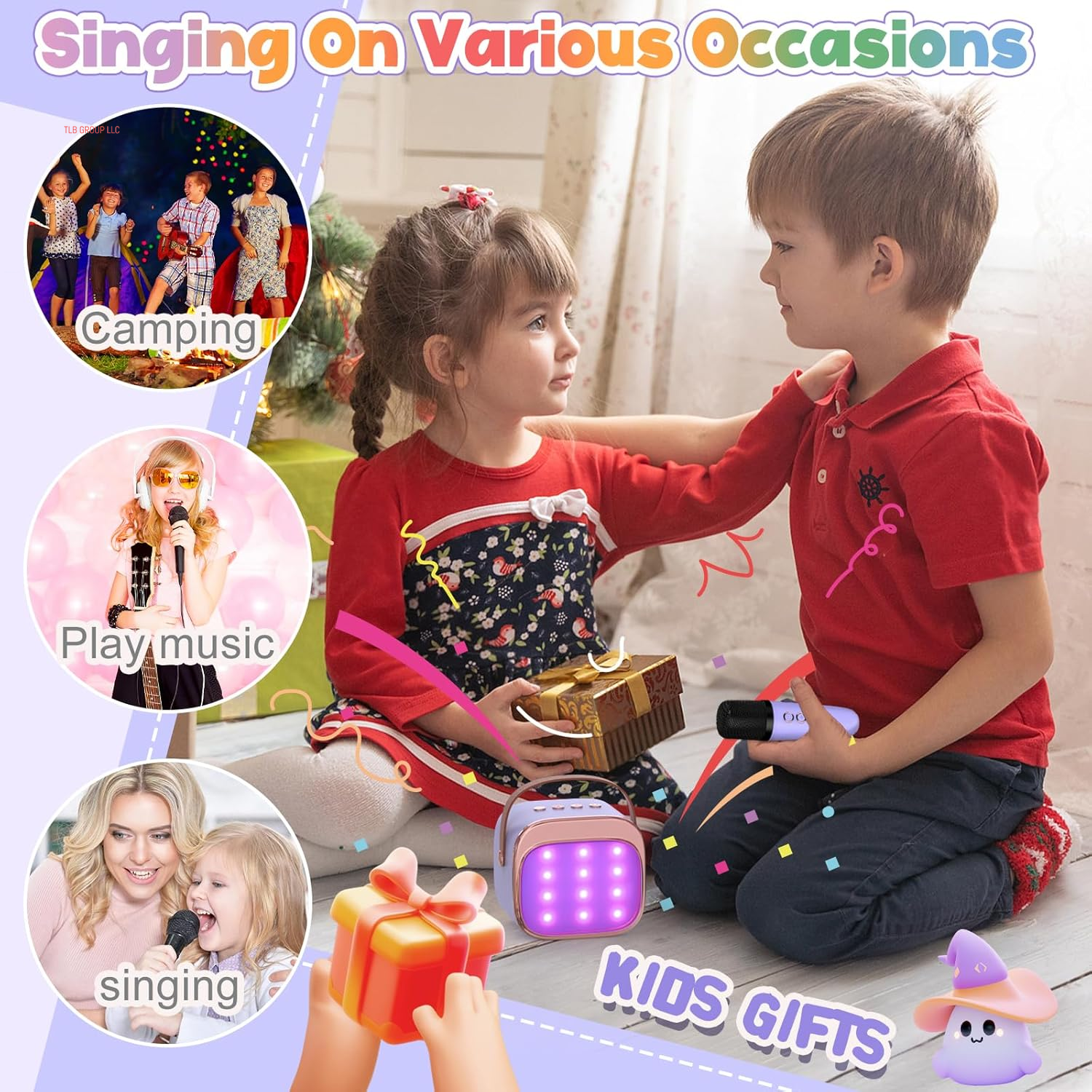 Mini Karaoke Machine for Kids Adults, Portable Bluetooth Speaker with 2 Wireless Microphones, Birthday and Easter Gifts Toys for Girls Ages 3, 4, 5, 6, 7, 8, 9,10,11,12+ Years Old