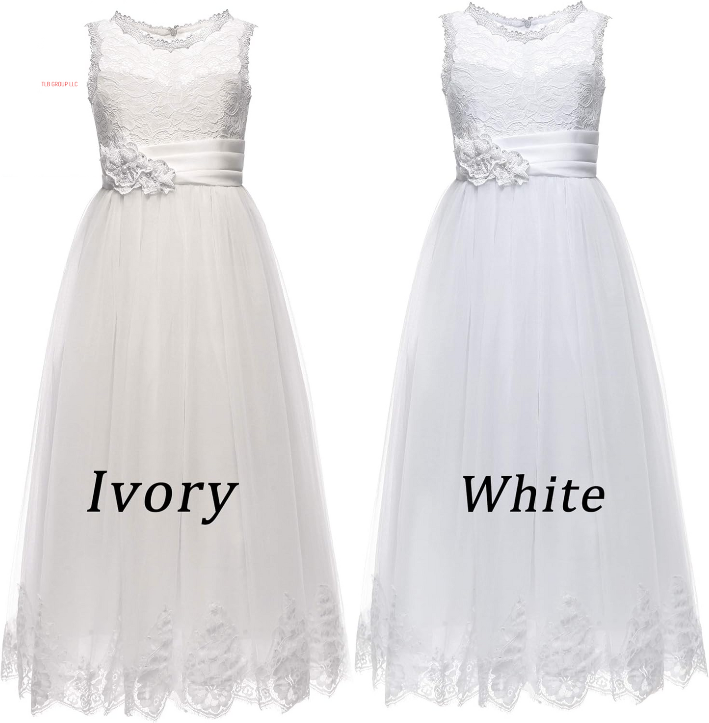 Lace Embellished A-Line Sleeveless Girls Wedding Party Dresses