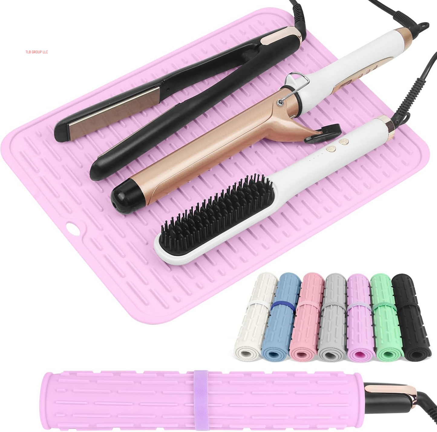 Oversize Silicone Heat Resistant Mat for Hair Tools, Curling Iron Mat, Hot Tools Holder, Portable Flat Iron Hair Straightener Pad Cover for Travel Vanity Salon(14.2" X 11.0")