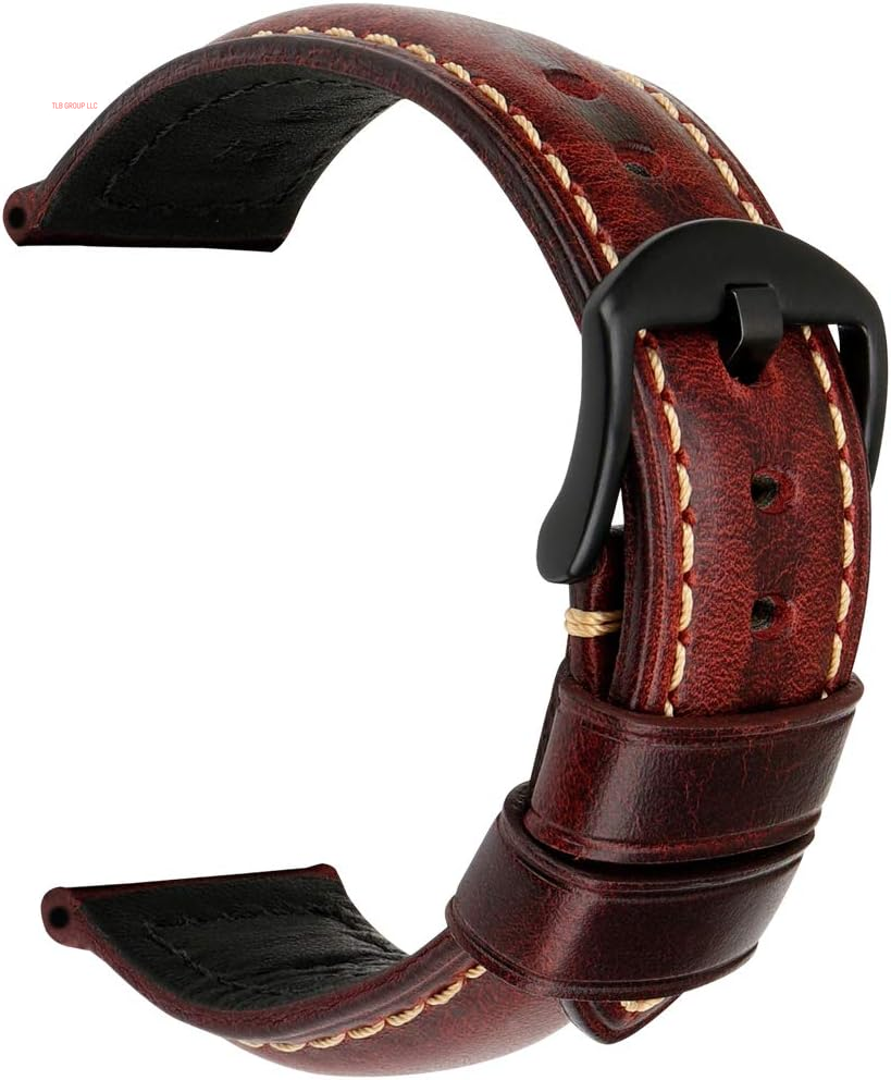 Watch Band, Vintage Oil Wax Leather Watch Straps 18Mm 19Mm 20Mm 21Mm 22Mm 23Mm 24Mm 26Mm Watch Belt for Men Women