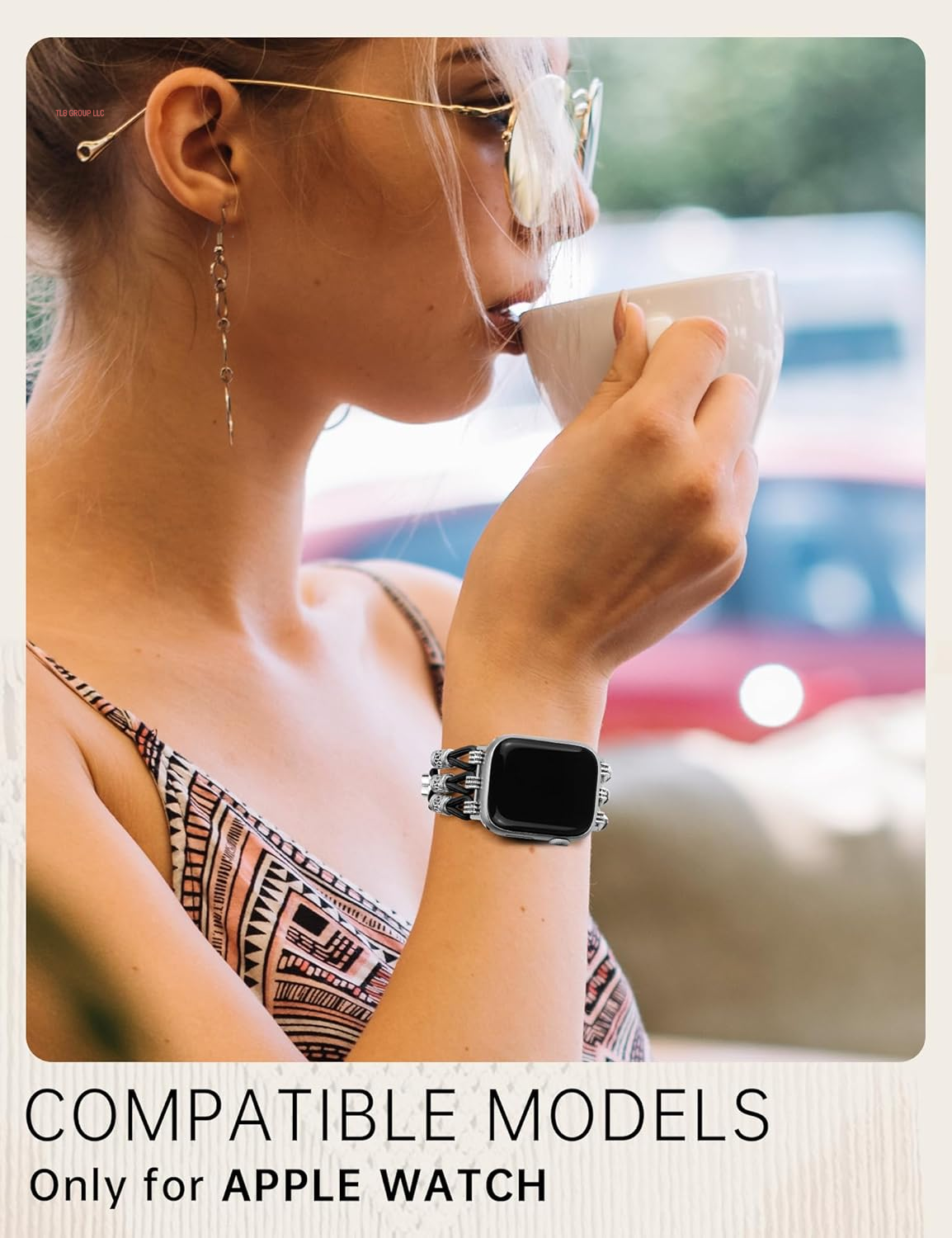 Braided Nylon Stretchy Strap Natural Stone Beaded Bracelet Band Bundle Compatible with Apple Watch 38Mm 40Mm 41Mm 42Mm (S10) for Women for Iwatch Series 10/9/8/7/6/5/4/3/2/1/SE