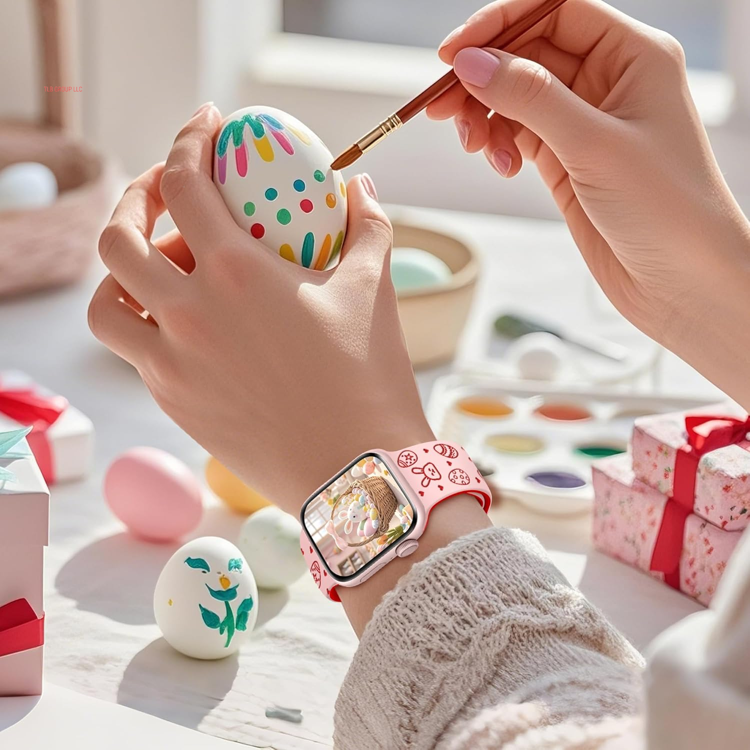 2 Pack Silicone Band for Apple Watch Bands 46Mm 45Mm 44Mm 49 42Mm(S3) Iwatch Bands Series 10 9 8 7 SE 6 5 4 3 Ultra for Women Men, Cute Easter Fancy Dressy Designer Holiday Gift Engraved Strap
