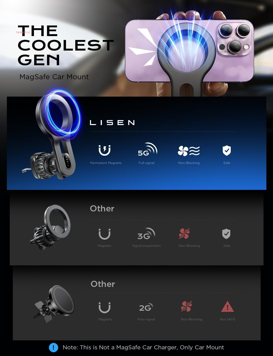 for Iphone 16 Magsafe Car Mount, [Quick Install] Magnetic Car Phone Holder Vent, Car Truck Accessories Gifts for Men Women Him Her, Fit for Iphone 16E 16 Pro/Pro Max 15 14 13 12 Samsung Pixel