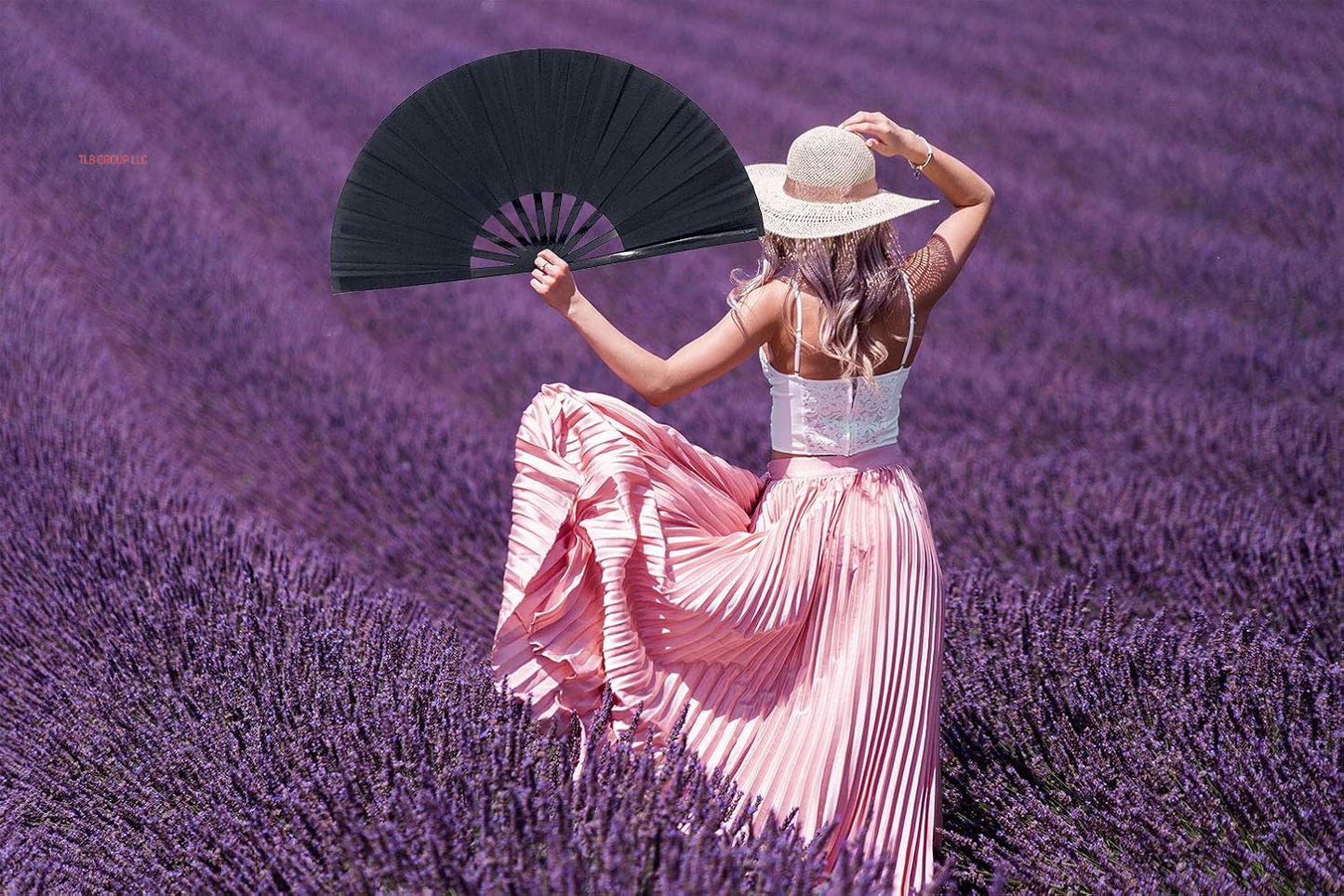 Large Folding Fans Rave Hand Clap Fan Popping Fan for Line Dancing, Big Foldable Clacking Fans for Boots on the Ground Dance Festival, Dancing, Performance (Black)