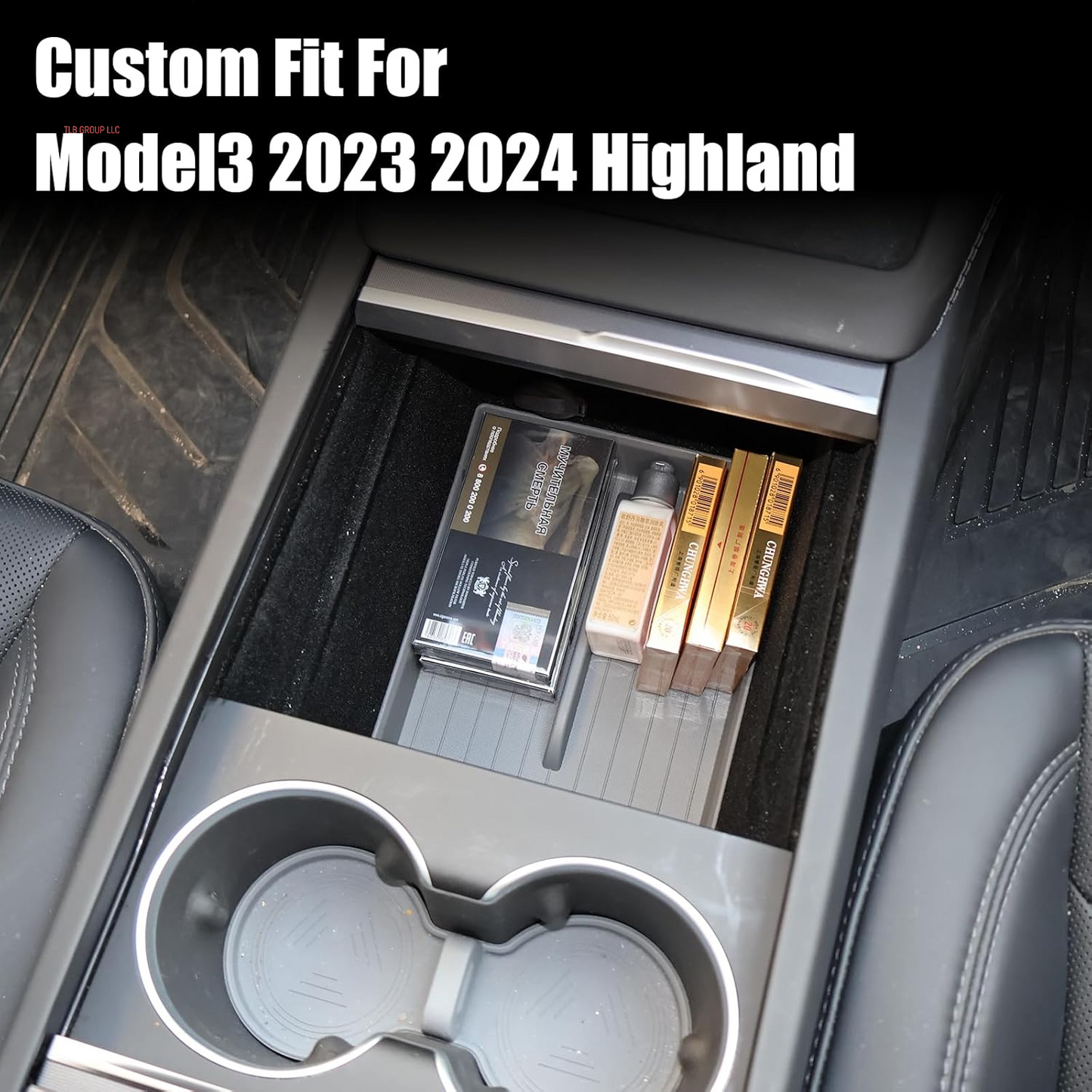 Center Console Organizer Tray for Tesla Model 3 2023-2025 - Model 3 Accessories Center Console Organizer Easy Installation, Enhanced Storage