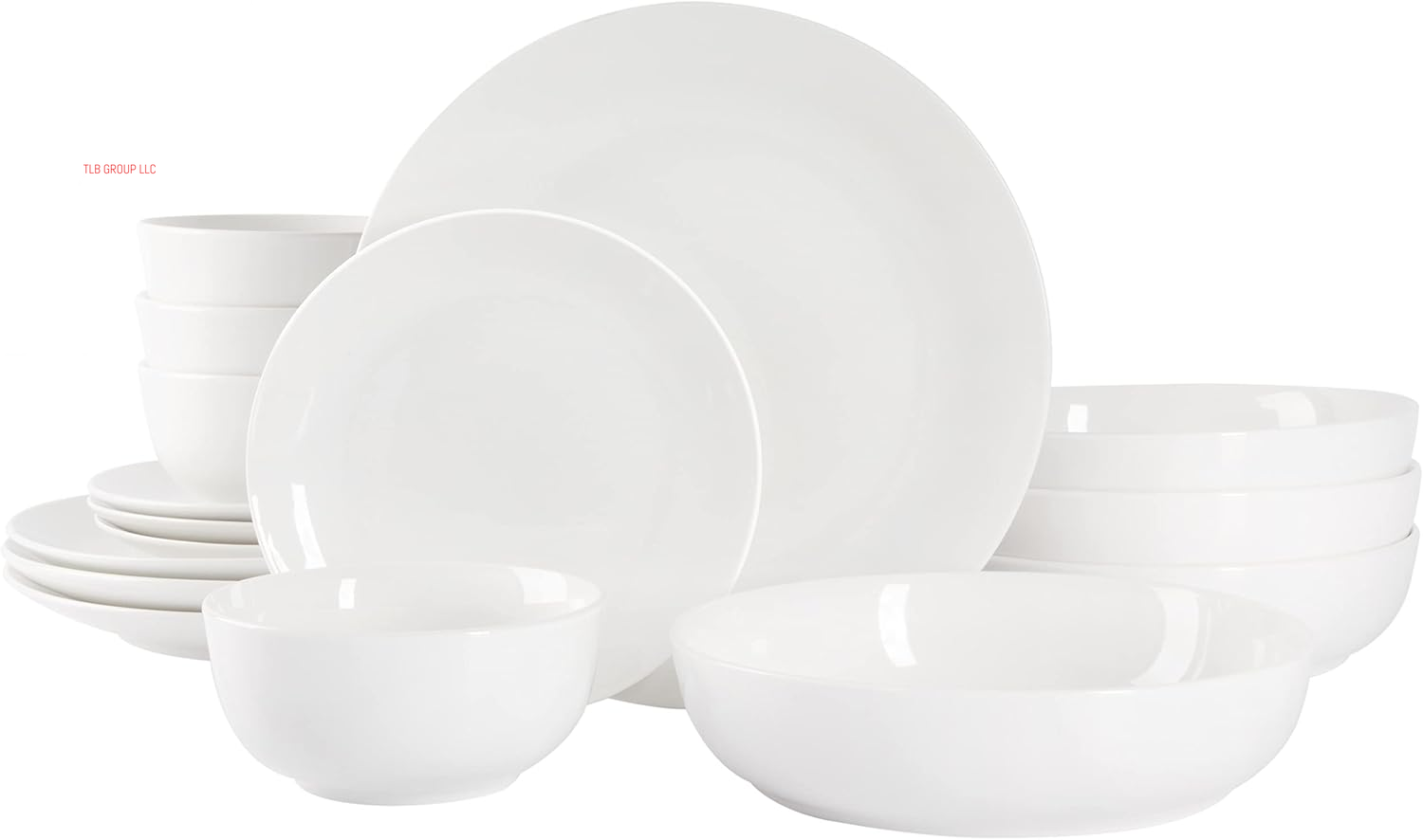 Oslo Porcelain Chip and Scratch Resistant Dinnerware Set, Service for 4 (16Pcs), Plates and Bowls Dishes Sets, White