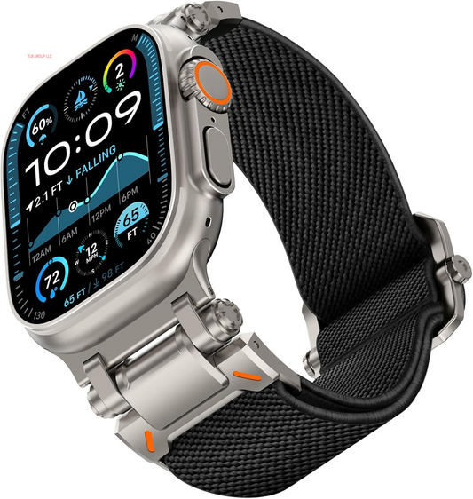 Stretchy Bands for Apple Watch Ultra 2 Band 49Mm 46Mm 45Mm 44Mm 42Mm Men, Rugged Solo Loop Nylon Sport Elastic Braided Straps for Iwatch Ultra Series 10 9 8 7 6 5 4 3 SE with Metal Connector